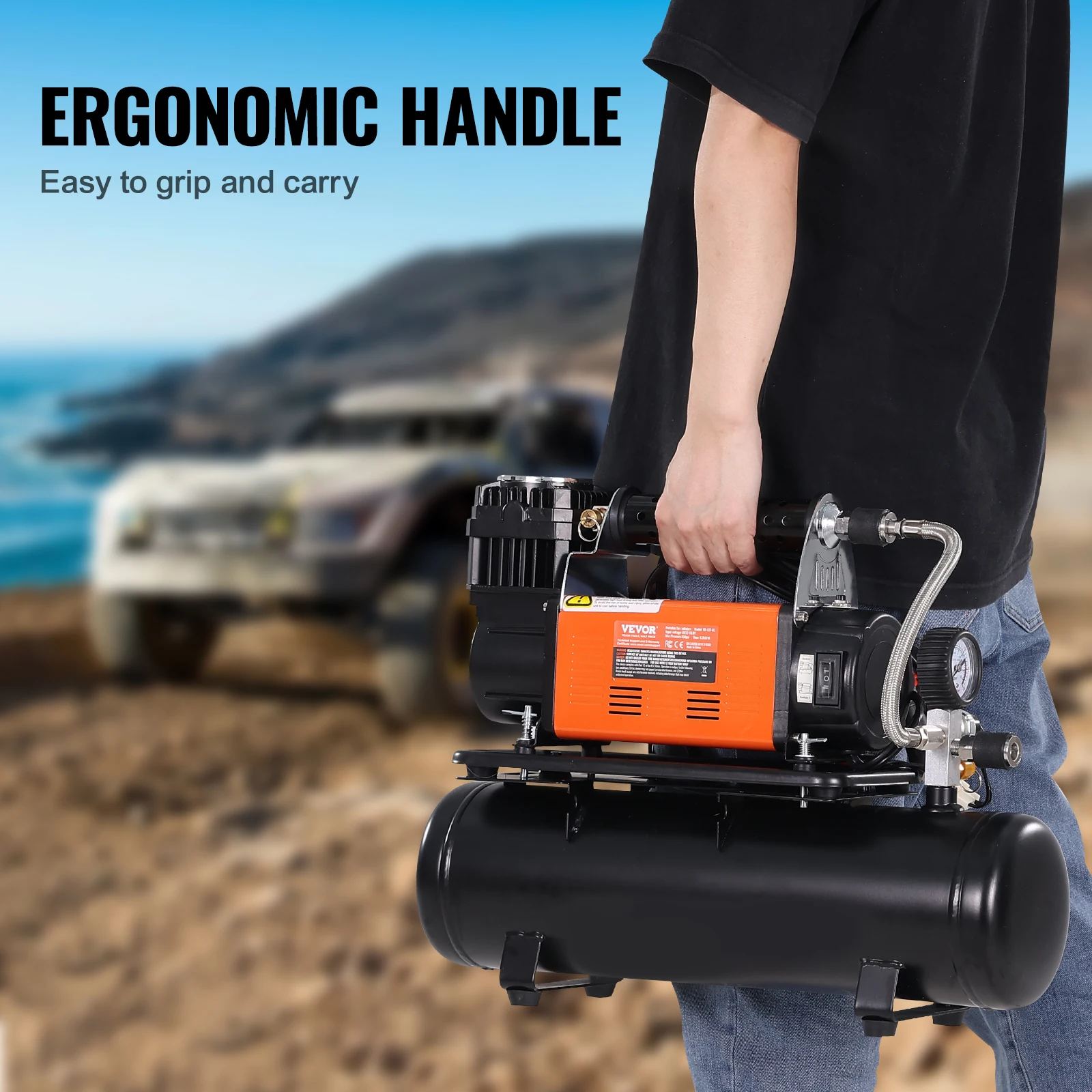 12V Heavy Duty Air Compressor with Portable Tire Inflator Offroad Air Compressor Digital Pressure Gauge Tire Inflator - Image 6