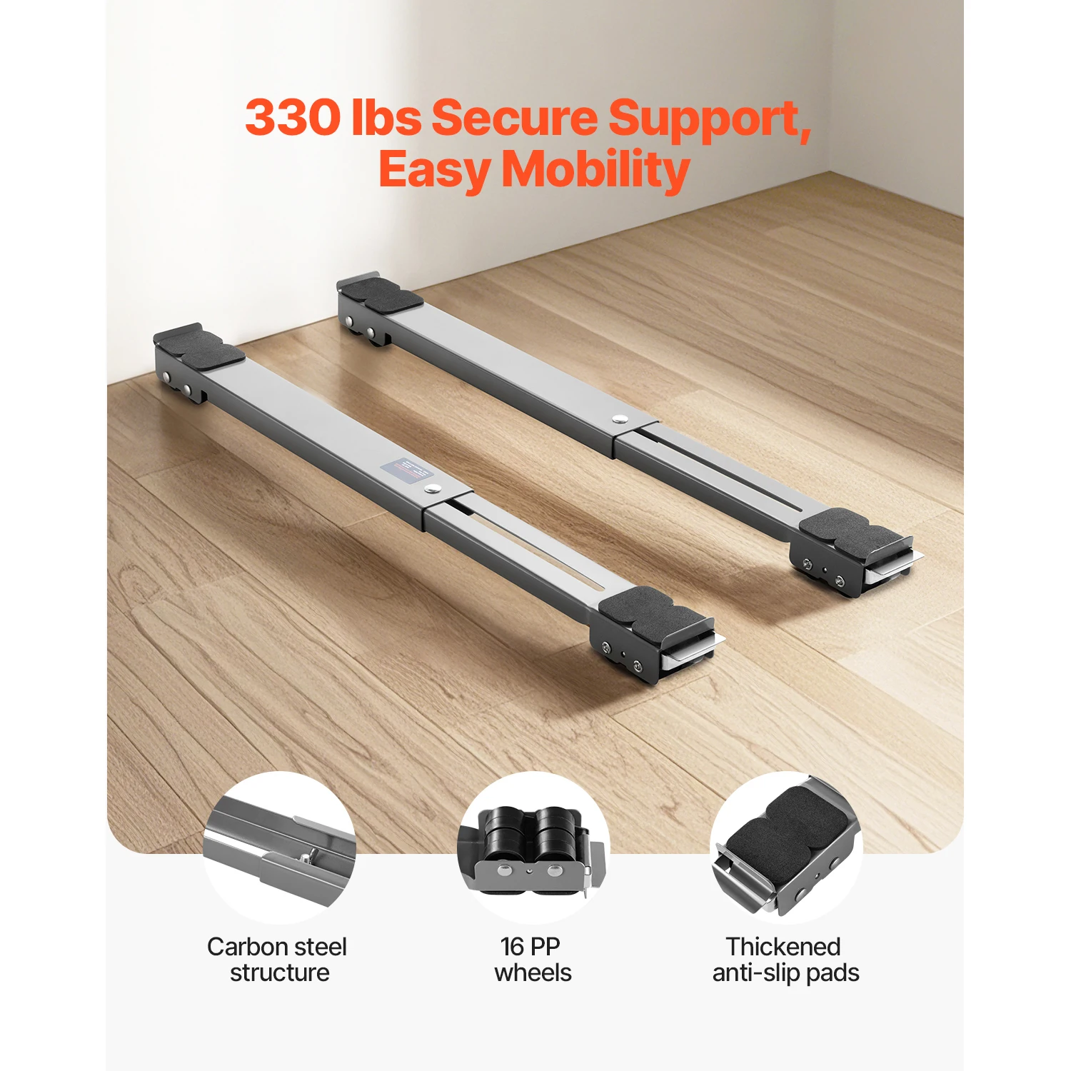 Furniture Mover 330Lbs Extendable Appliance Rollers with Adjustable Base Frige Stand for Moving Washing Machine Dryer - Image 2