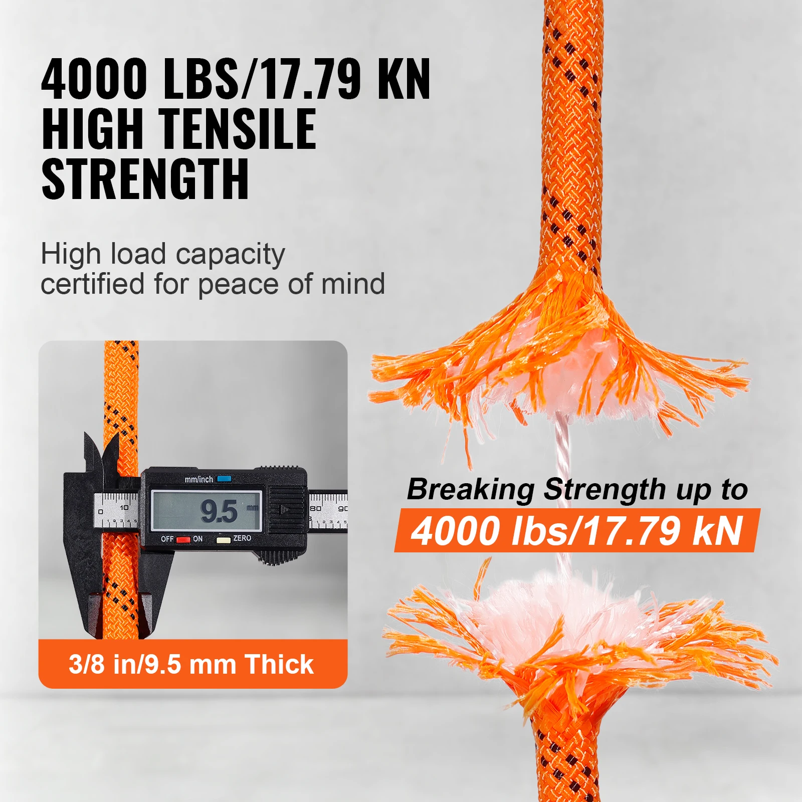 120ft Dual-Weave Polyester Cord 3/8 1/2in 48-Strand Multi-Use Rope for Arborist Activities Outdoor Adventures Versatile - Image 5