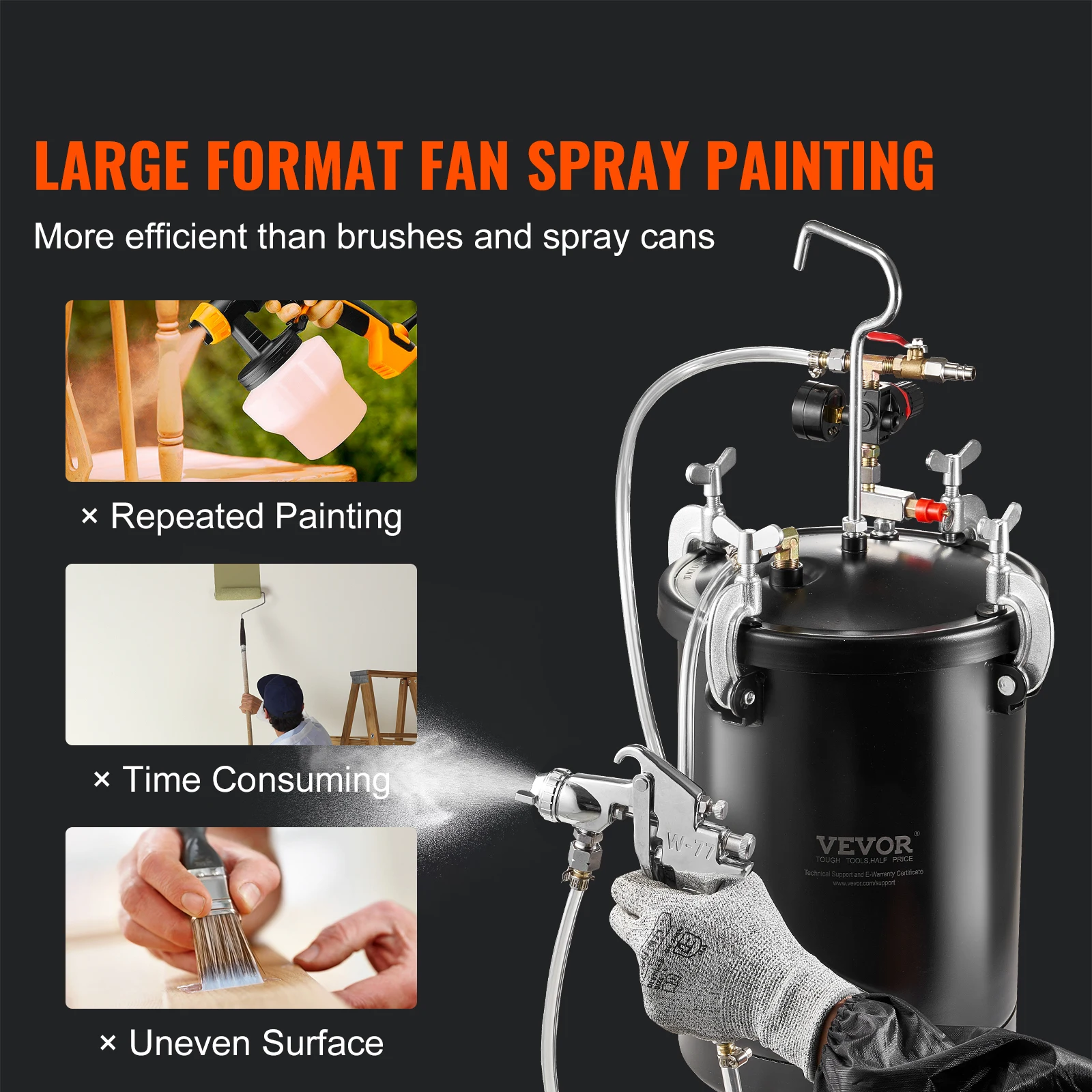 Spray Paint Pressure Pot 15L Pressure Pot Tank 60psi Adjustale Pressure Steel Pressure Pot Paint Tank Spray Gun Hose - Image 4
