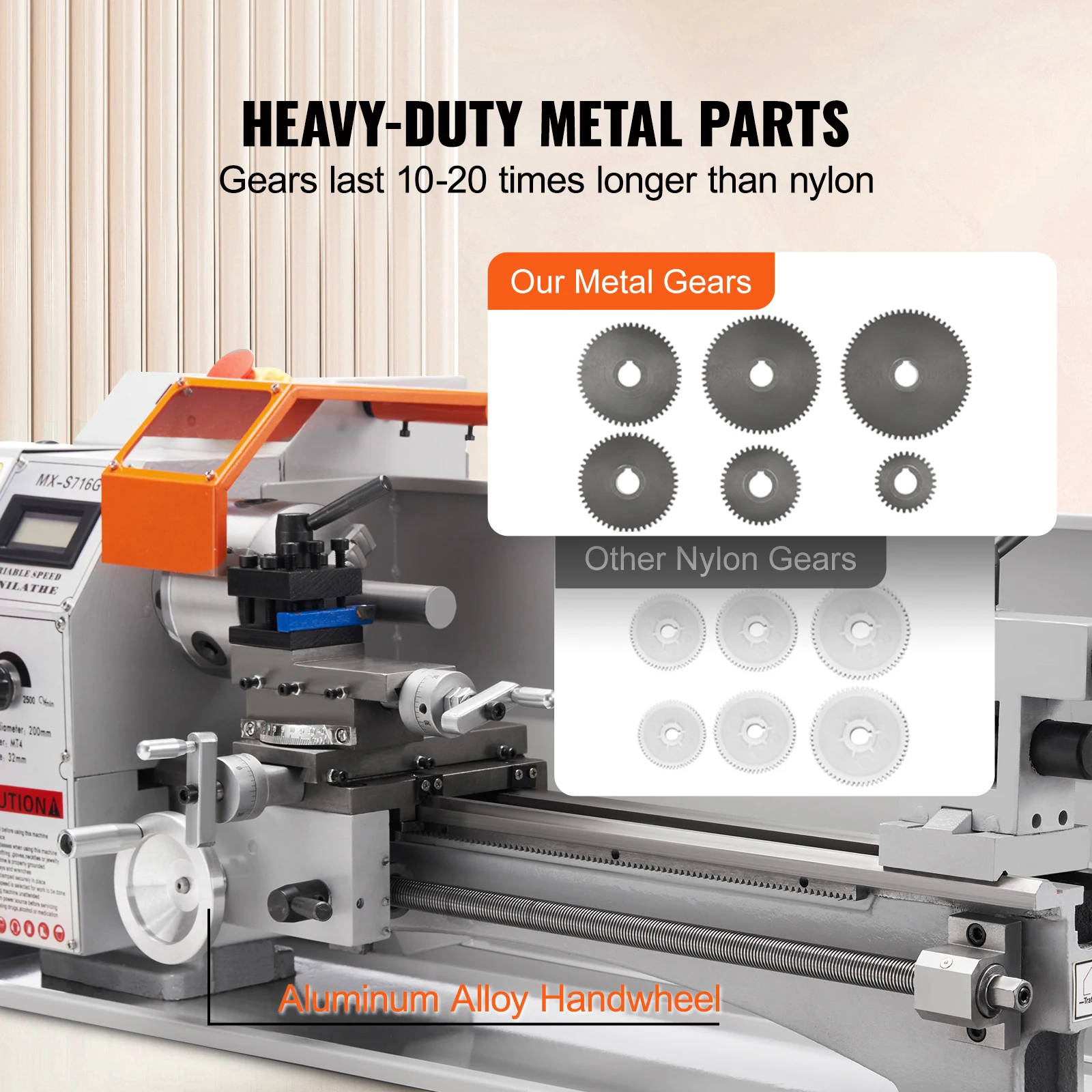 Brushless Mini Metal Lathe 7''x16'' / 180mm*400mm 800W Digital Display Continuously Variable Metalworking Turning - Image 5