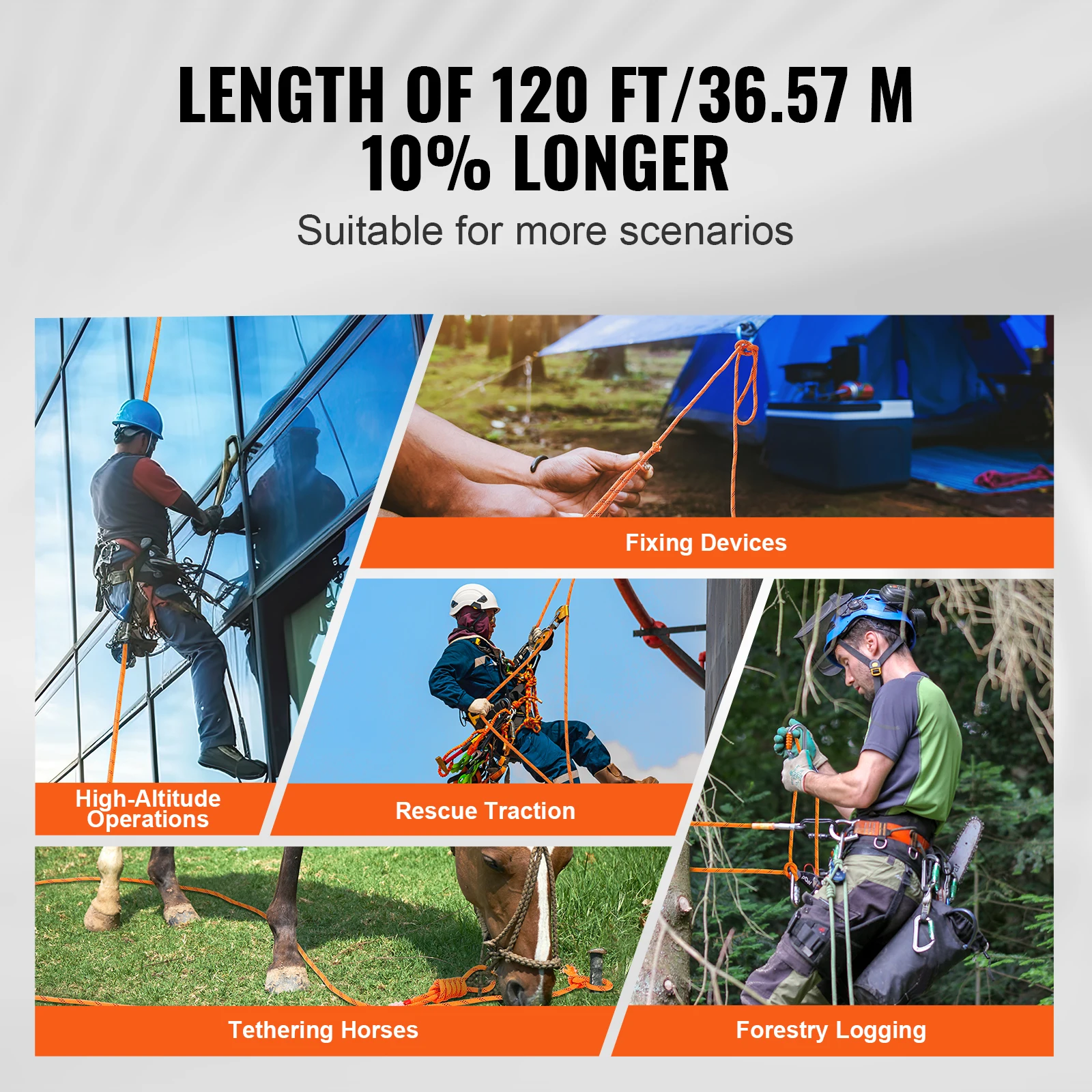 120ft Dual-Weave Polyester Cord 3/8 1/2in 48-Strand Multi-Use Rope for Arborist Activities Outdoor Adventures Versatile - Image 4