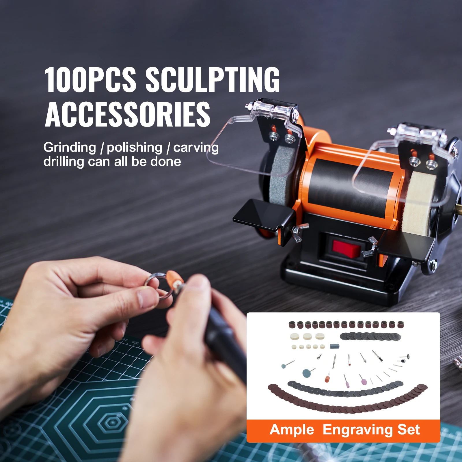 3in Jewelry Polisher Buffer Brushless Adjustable Speed Mini Multi-purpose Bench Grinder Polishing Machine for Gemstones - Image 6
