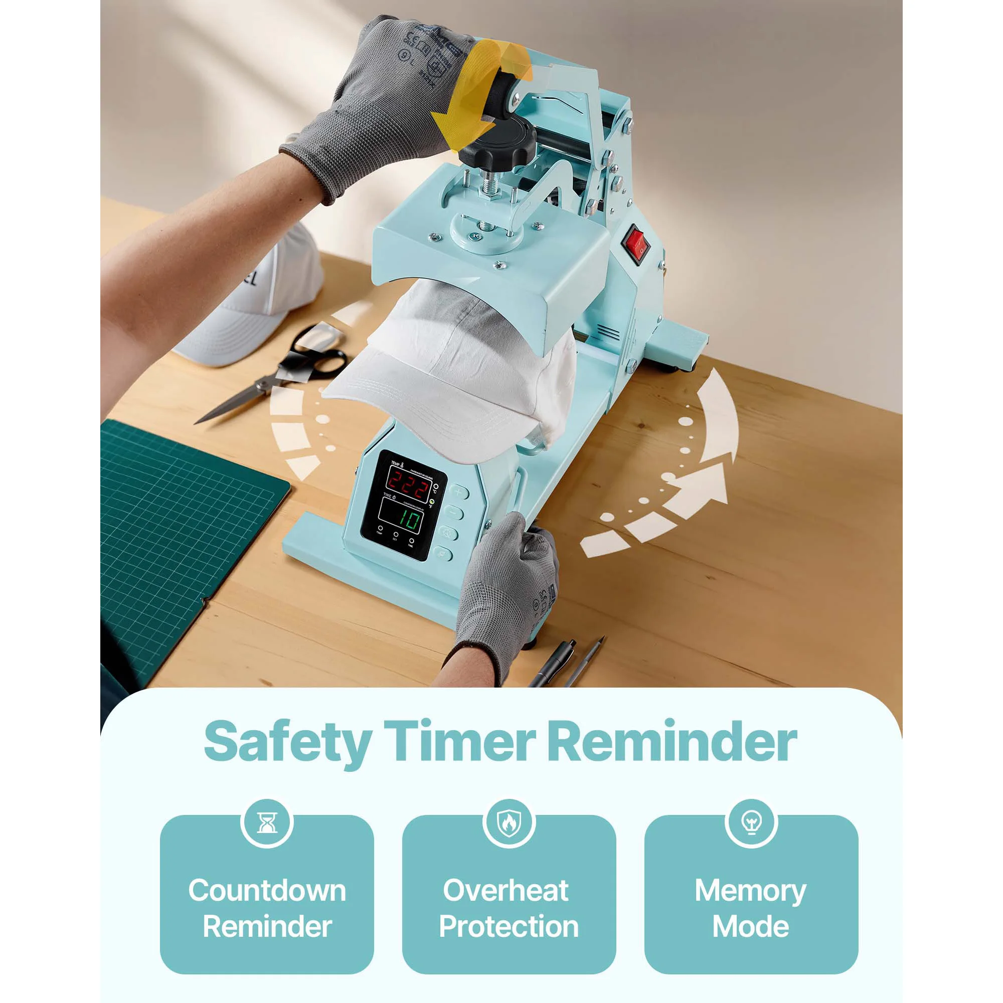 Hat Heat Press Machine with 2/4pcs Interchangeable Platens Precise Temperature and Time Control Hat Heat Press - Image 5