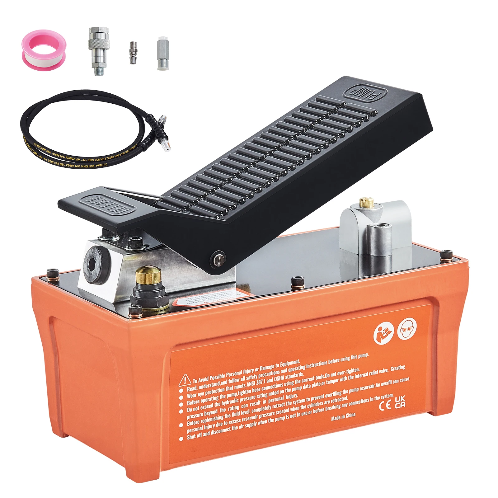 Air Hydraulic Pump 10,000 PSI 1/2 Gal Reservoir Foot Actuated Air Treadle for Auto Body Frame Machines and Pulling Post