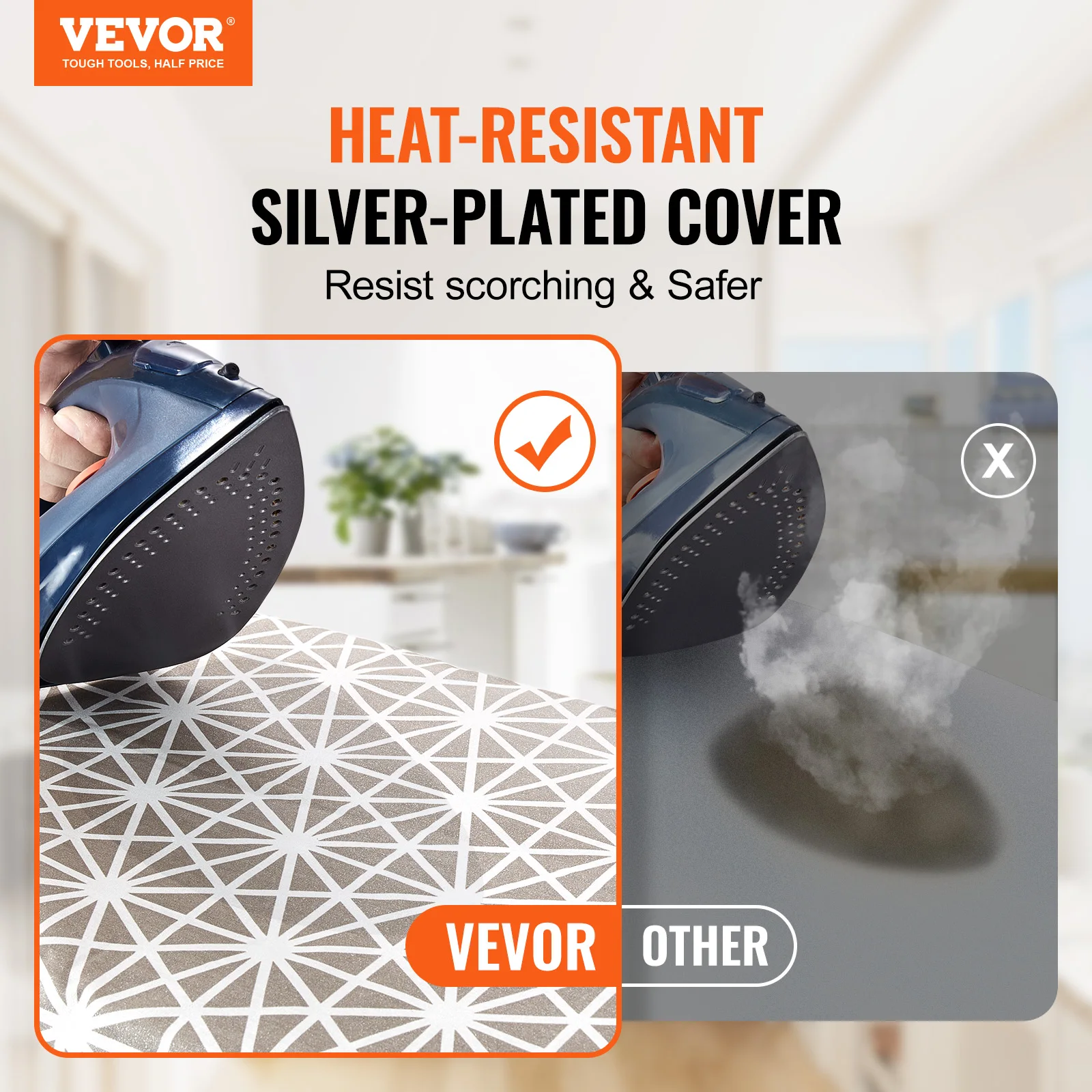 Ironing Board Thickened w/ Heat Resistant Cover 100% Cotton Cover Height Adjustable Ironing Board for Home Laundry Room - Image 2