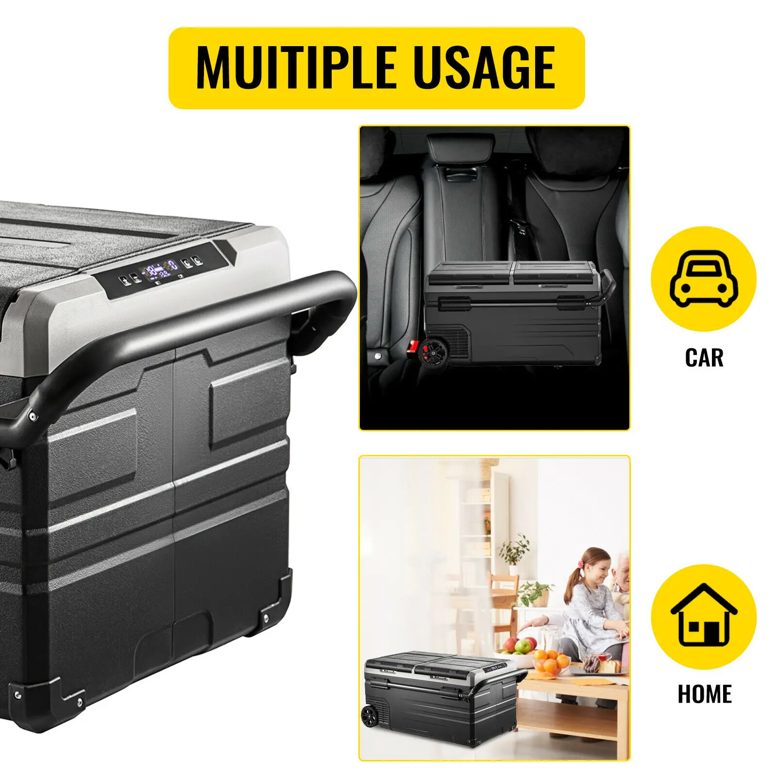 75L 95L Small Car Fridge Portable Mini Dual Storage Zone Refrigerator Compressor Truck Freezer Cooler for Home Use - Image 3
