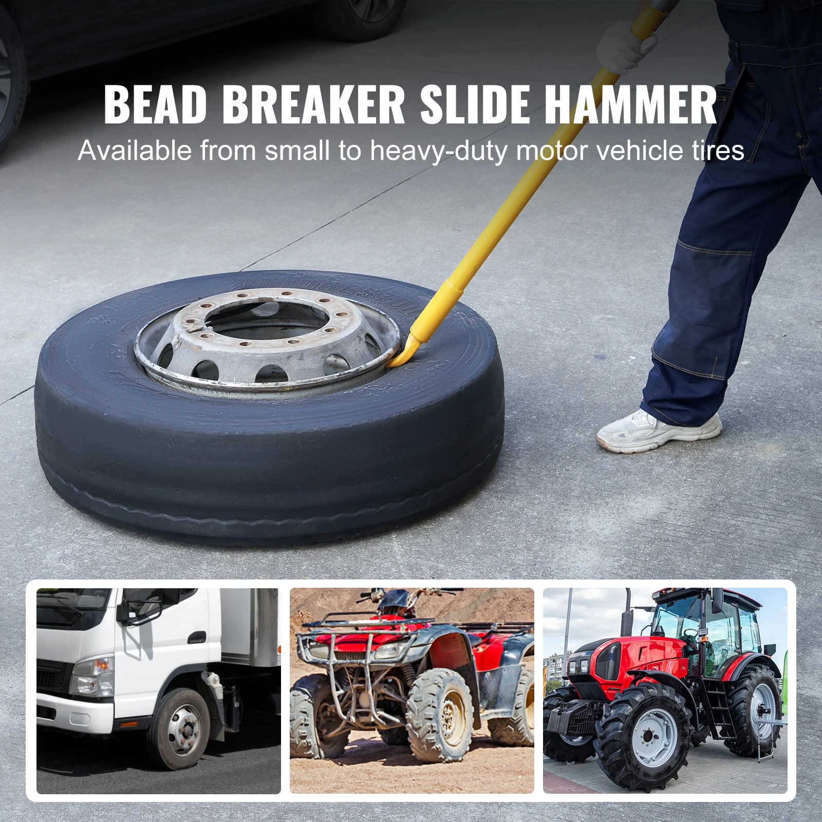 Tire Bead Breaker Slide Hammer Tire Slide Hammer Heavy Duty Steel Tire Changing Tool for Car Truck Trailer Tire Removal - Image 2