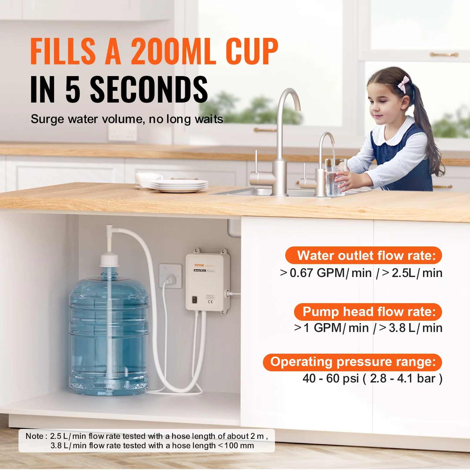 5 Gallon Bottled Water Dispenser Pump System Automatic Electric Single Inlet Compatible Use w/ Tea Machine Refrigerator - Image 3