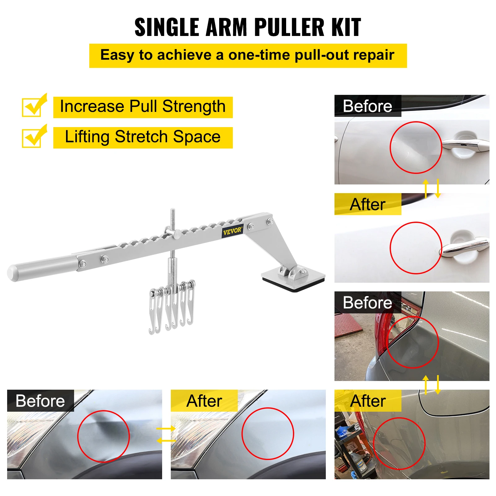 Dent Pull Bar 6 Claw Hook Dent Puller Single Leg Levelling Portable Dent Pull Bar Aluminum Alloy for Car Dent Repairing - Image 3