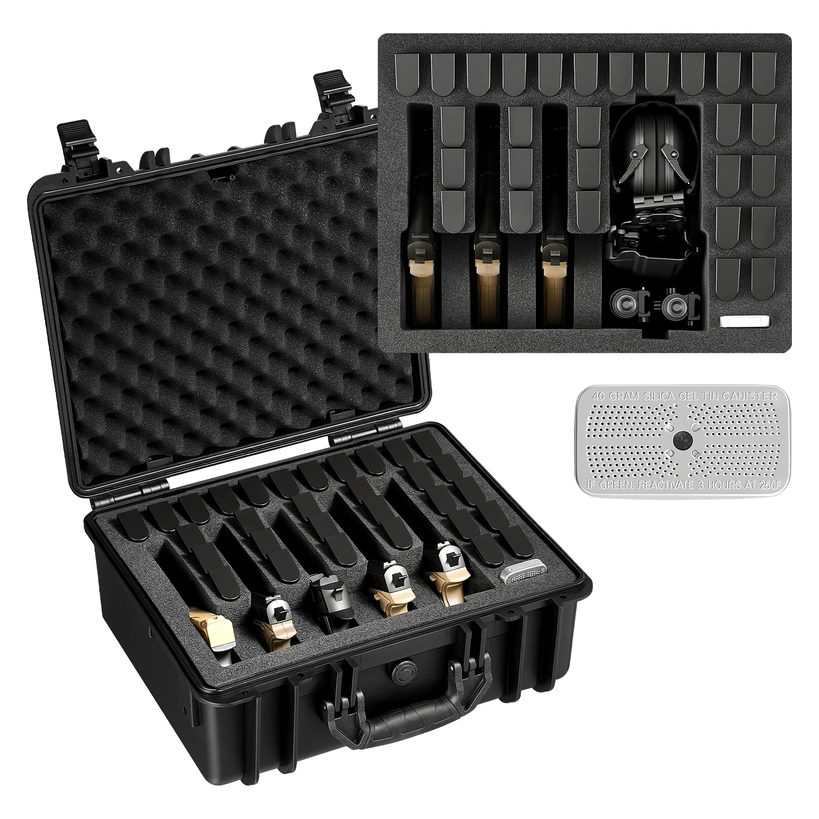 Hard Pistol Case Hard Gun Case with XPE Foam Lining Waterproof Pistol Box with Customizable Interior for Gun Lenses