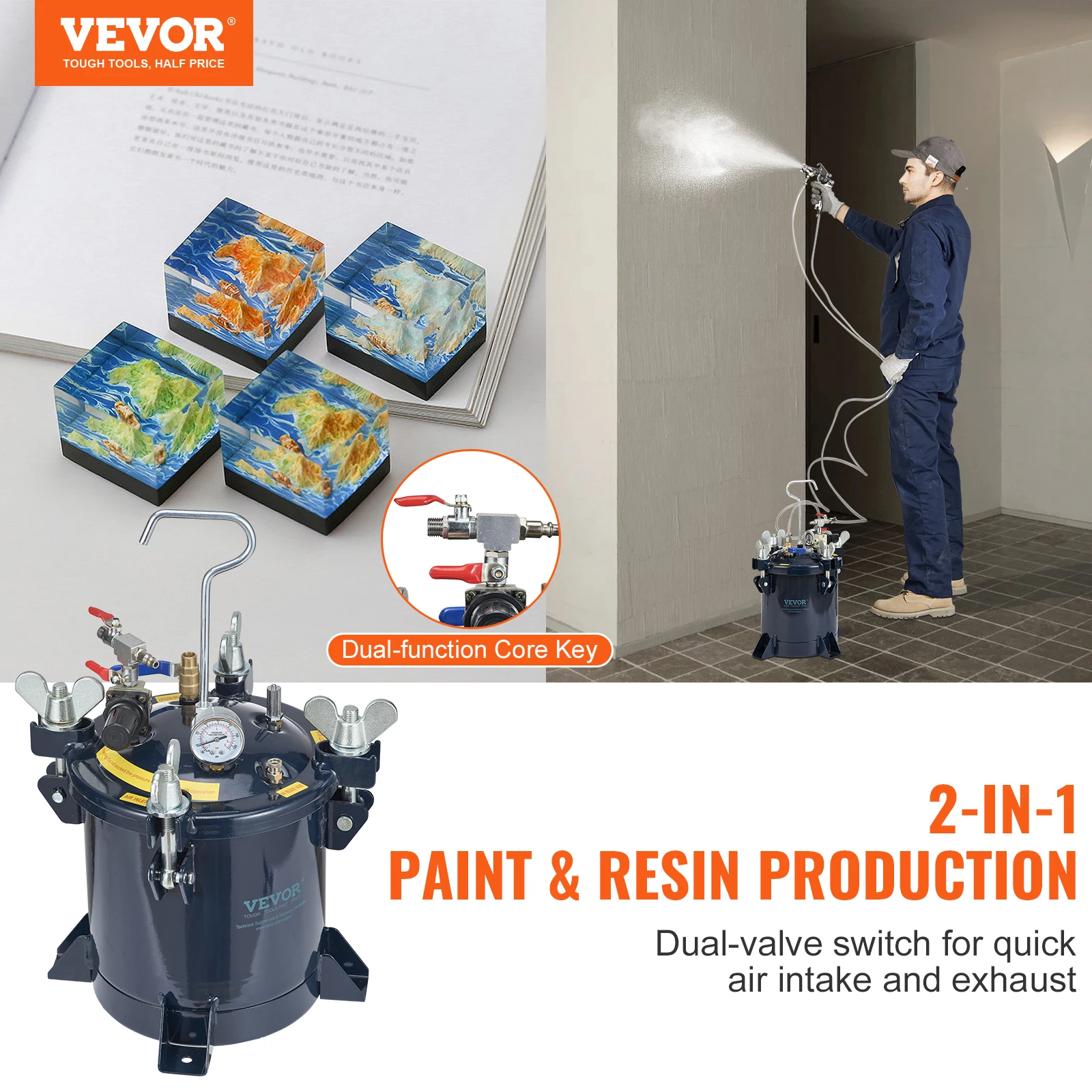 10L Spray Paint Pressure Pot Tank Air Paint Pressure Pot Metal Rack Leak Repair Sealant for Industry Home Construction - Image 2