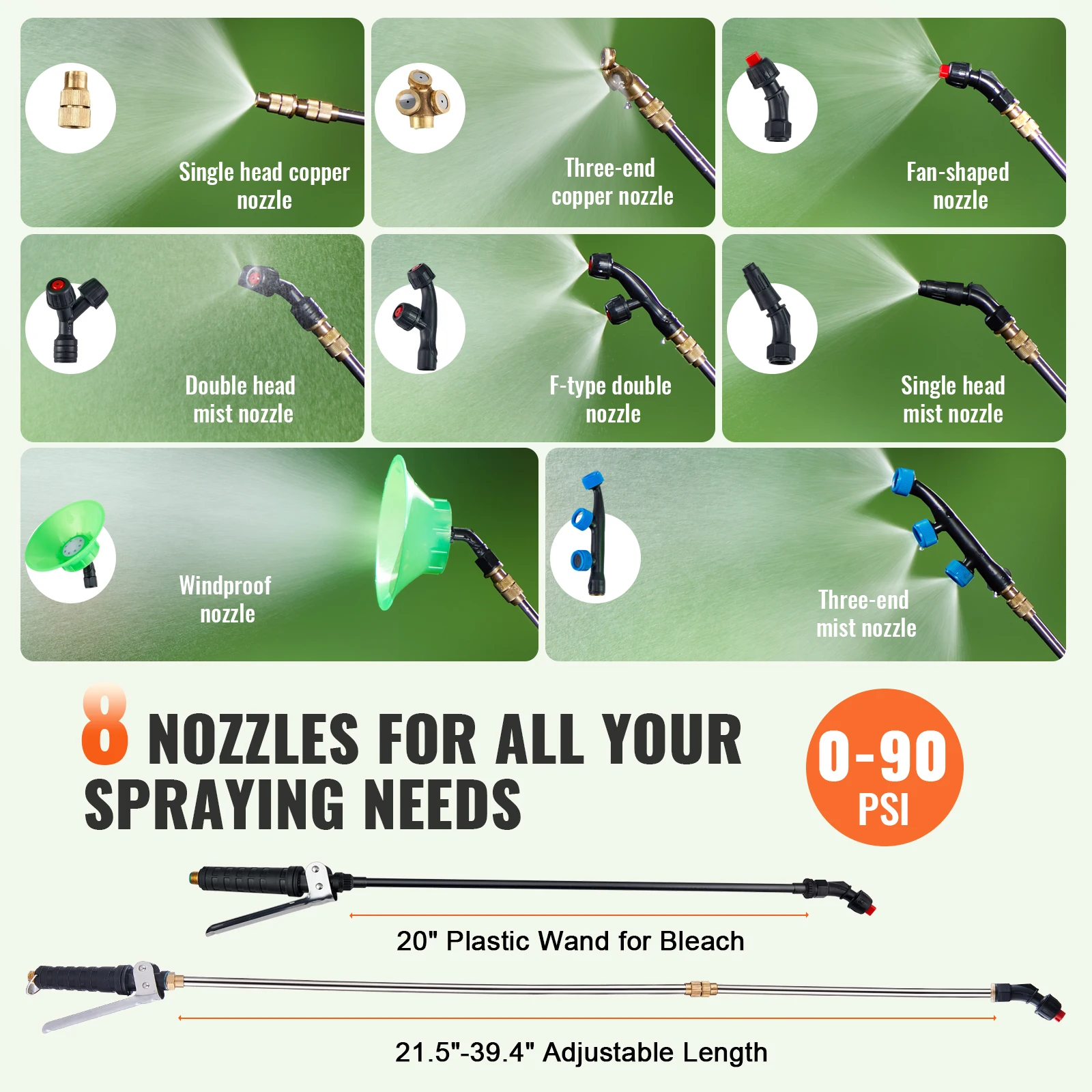 Battery Powered 15 Gal Garden Weed Sprayer with Wheeled Cart 126FT Hose with Reel 8 Nozzles 2 Wands with Lock for Crop - Image 5