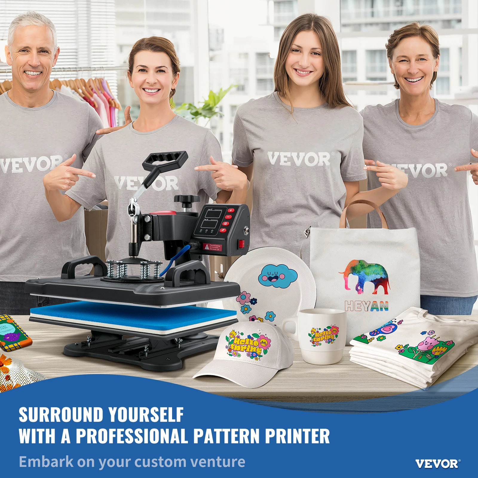 Heat Press 5in1 Heat Press Machine 12x15in Clamshell Sublimation Transfer Printer Digital Precise Temperature Control - Image 3