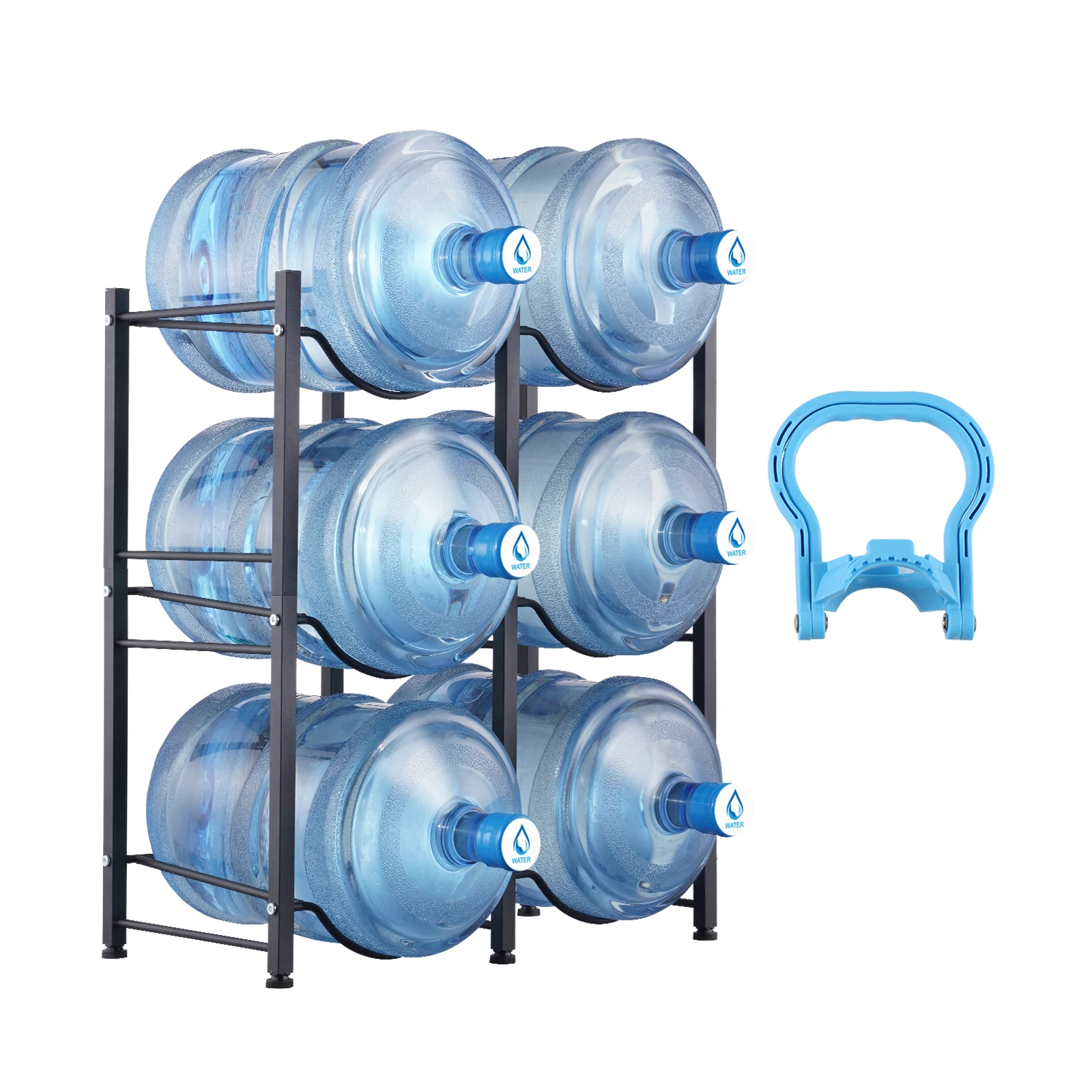 3/4/5 Tiers Water Jug Holder Iron Water Bottle Holder Double/Single Row Easy Installation for Kitchen Office Livingroom