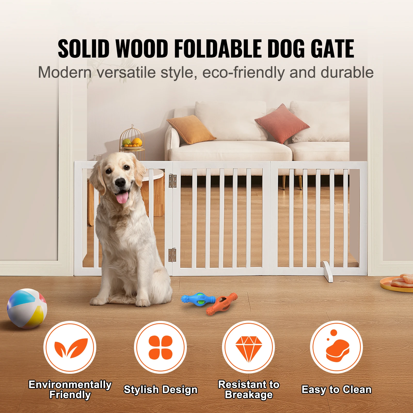 Free Standing Dog Gate Freestanding Pet Gate 3 Panels Foldable Dog Gate for Narrow Passageways Expandable Dog Barrier - Image 2