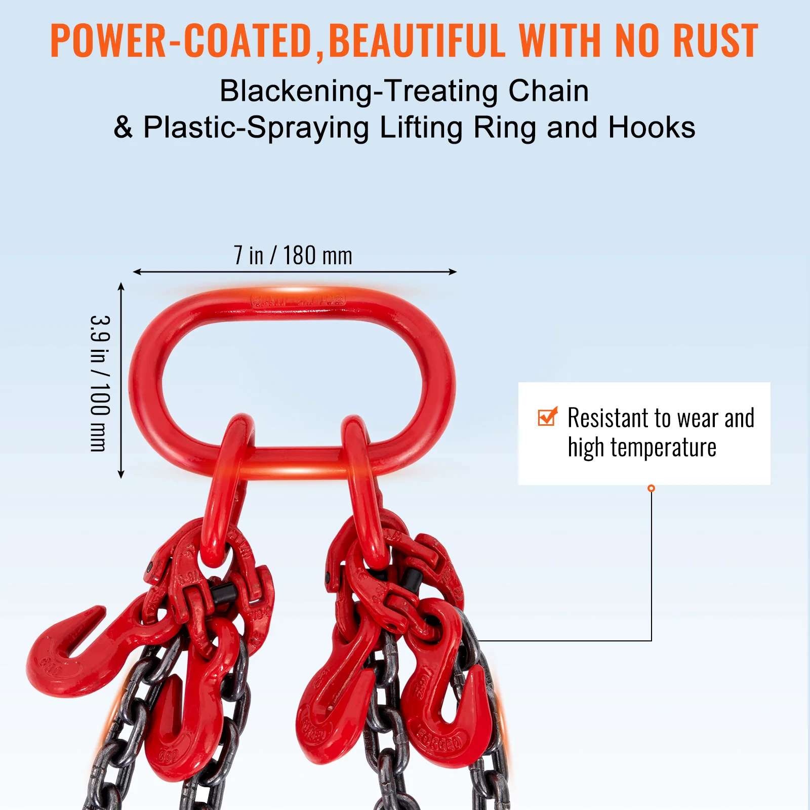 Chain Sling 5/16in X 5 Ft Lifting Chains with Hooks G80 Engine Chain Hoist Lifts Lifting Sling Chains for Engine Hoist - Image 6