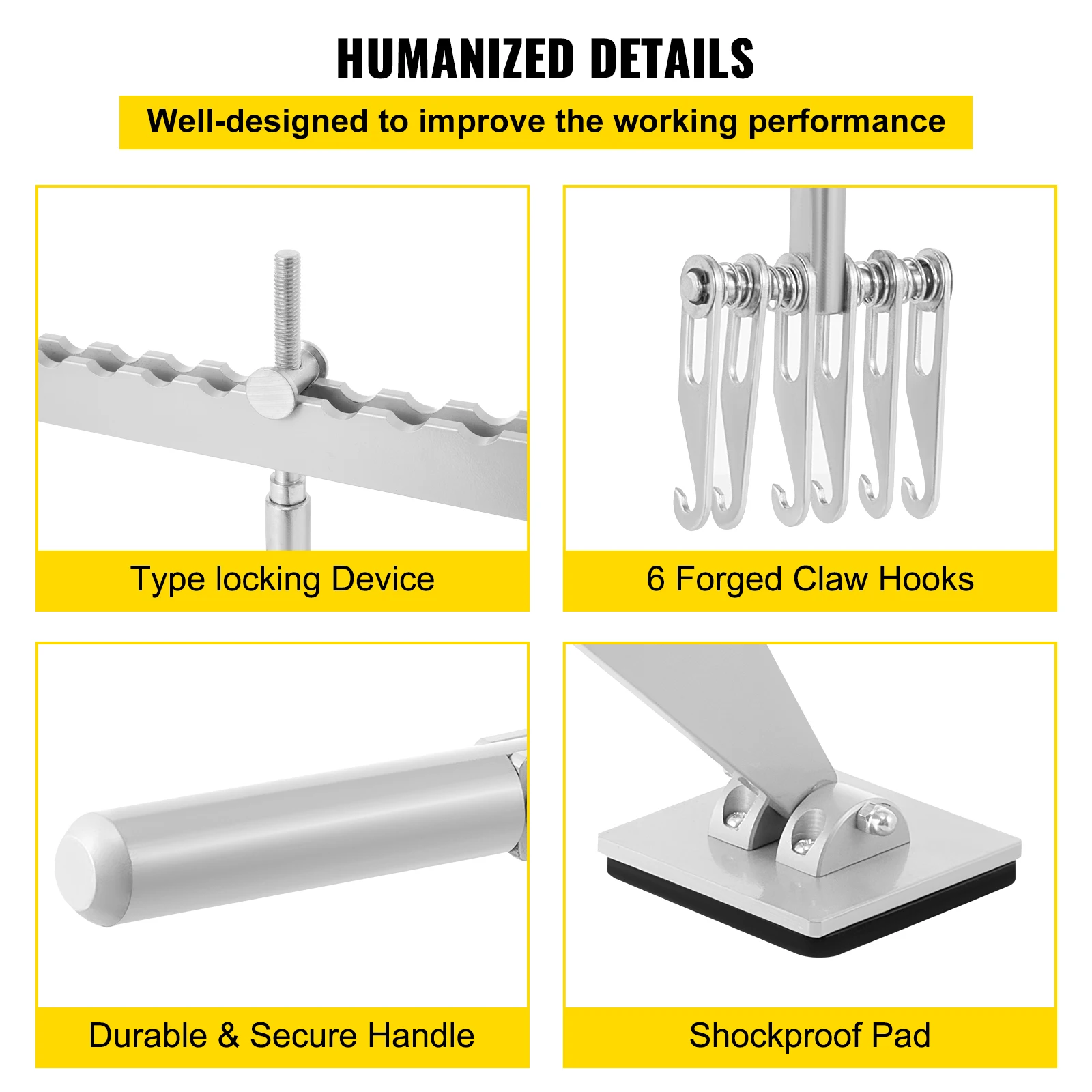 Dent Pull Bar 6 Claw Hook Dent Puller Single Leg Levelling Portable Dent Pull Bar Aluminum Alloy for Car Dent Repairing - Image 5