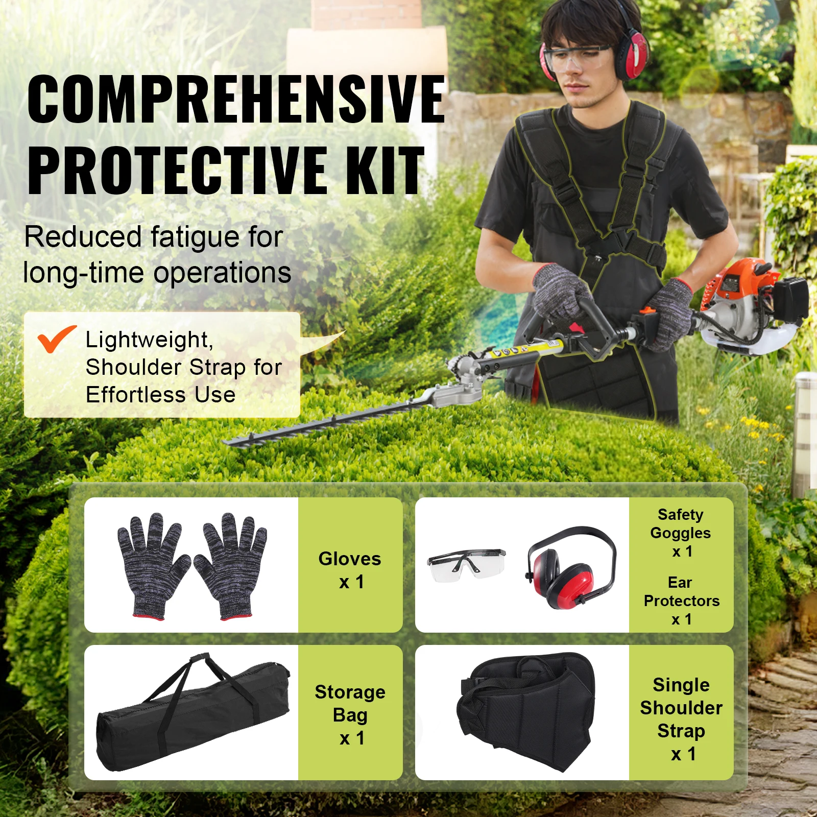 26CC 5-in-1 Multi-Functional Trimming Tools Gas Hedge Trimmer Weed Eater String Trimmer Edger Pole Saw Chainsaw Pruner - Image 4