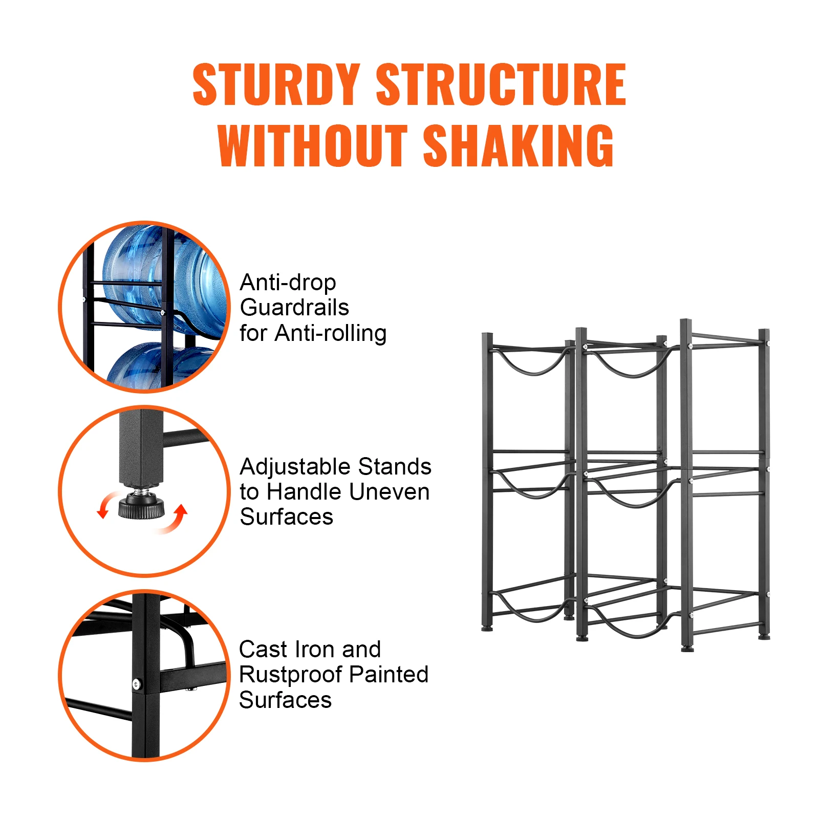 3/4/5 Tiers Water Jug Holder Iron Water Bottle Holder Double/Single Row Easy Installation for Kitchen Office Livingroom - Image 5
