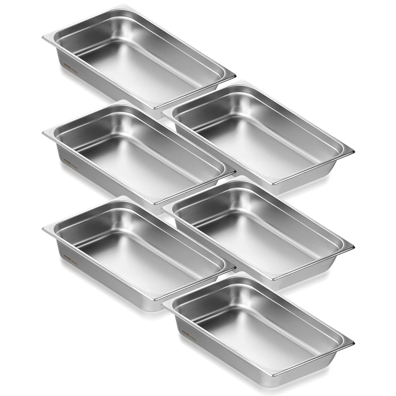 6Pack Buffet Chafing Dishes 2.5"-6"Deep Steam Table Pan Full Size 0.8mm Thick Stainless Steel Catering Storage Food Pan