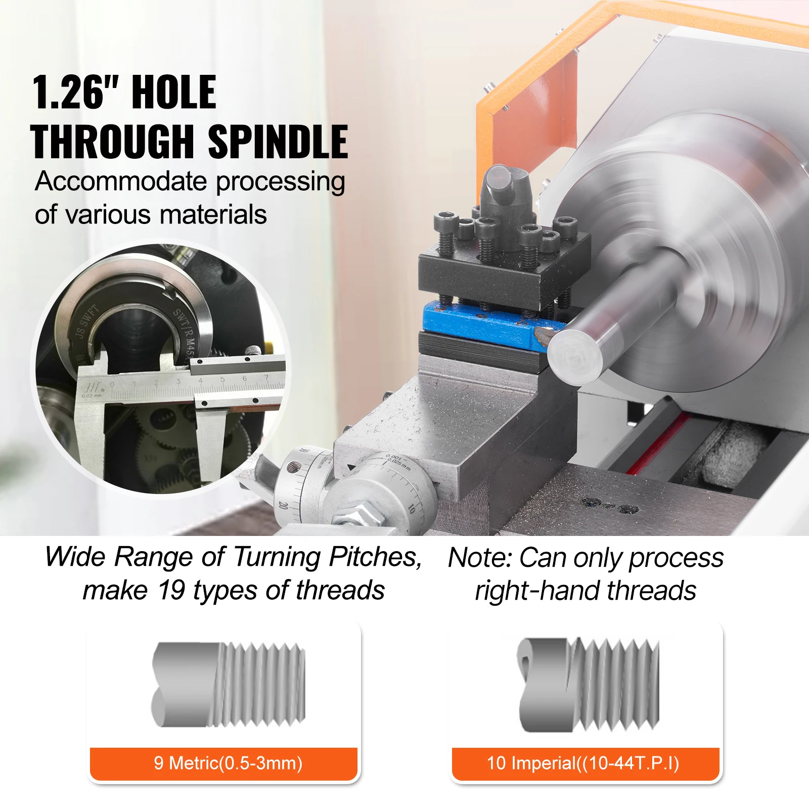 Brushless Mini Metal Lathe 7''x16'' / 180mm*400mm 800W Digital Display Continuously Variable Metalworking Turning - Image 6