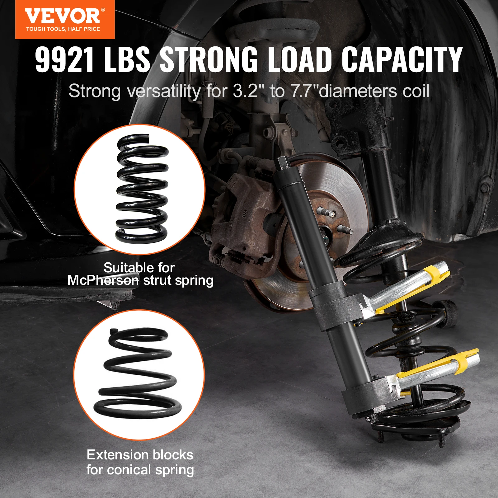 Strut Spring Compressor Macpherson Strut Spring Compressor Kit Interchangeable Fork Strut Coil Extractoror Remover Tool - Image 2