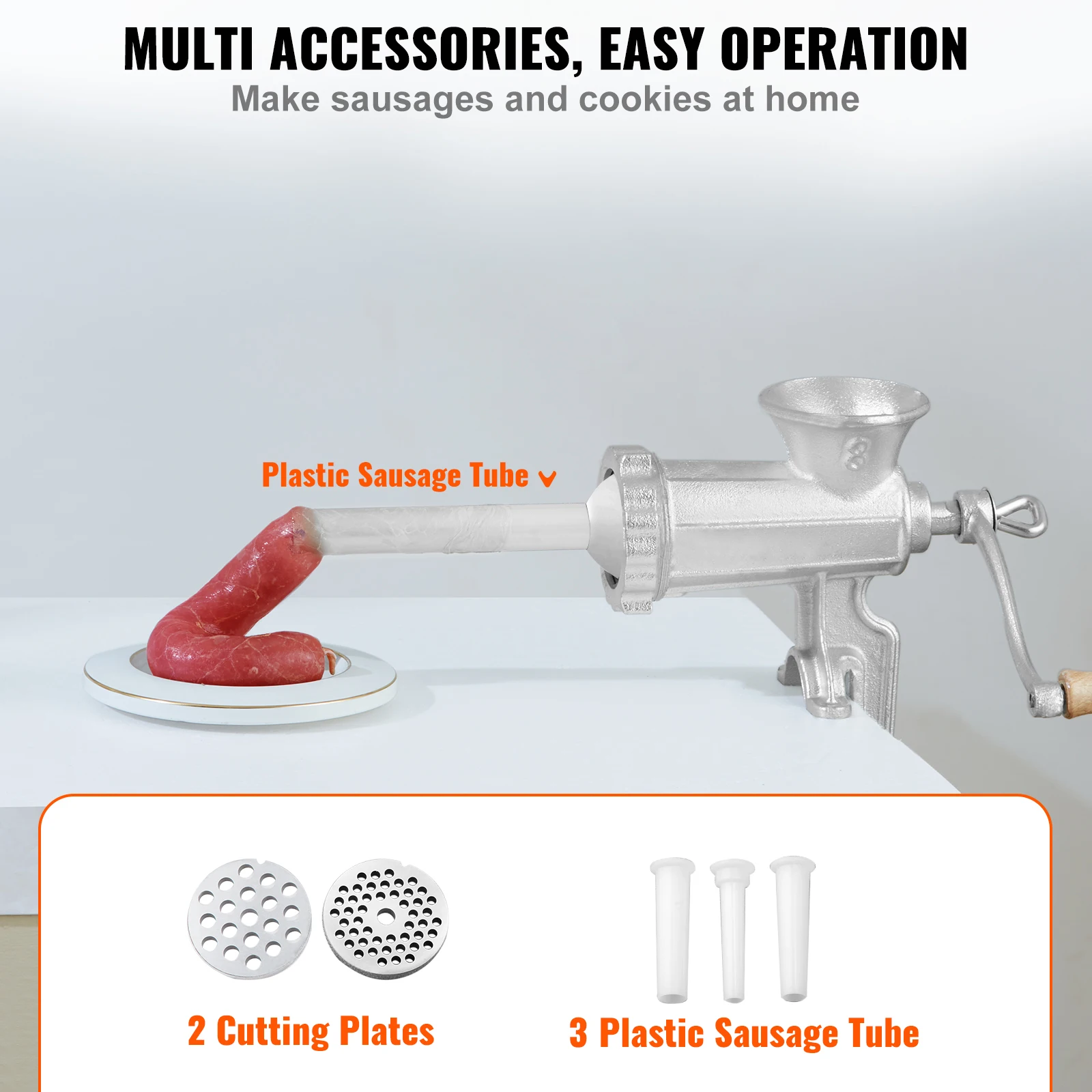 Manual Meat Grinder Heavy Duty Cast Iron Hand Meat Grinder Steel Table Clamp Meat Mincer Sausage Maker 1 Cutting Blade - Image 5