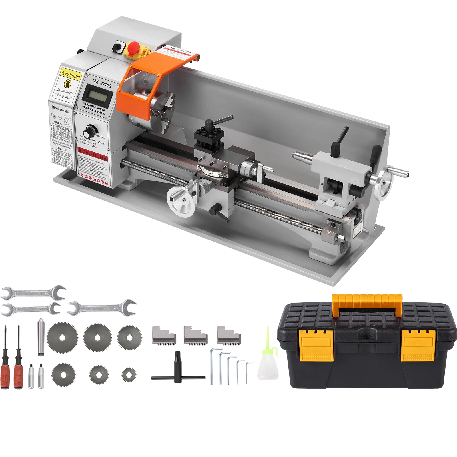 Brushless Mini Metal Lathe 7''x16'' / 180mm*400mm 800W Digital Display Continuously Variable Metalworking Turning