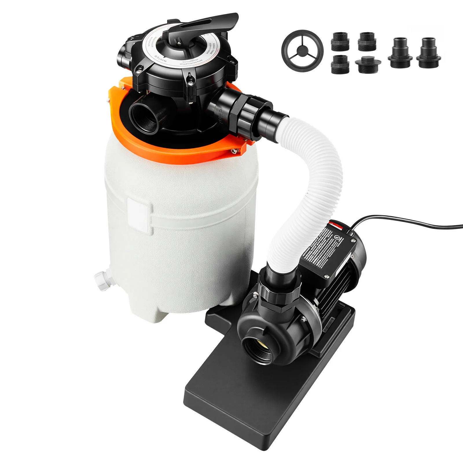 10/12/13/16in Sand Filter Pump for Above Ground Pool 0.33/0.75 HP 3000/3500/4400GPH with Pre-Assembled Core 6-Way Valve