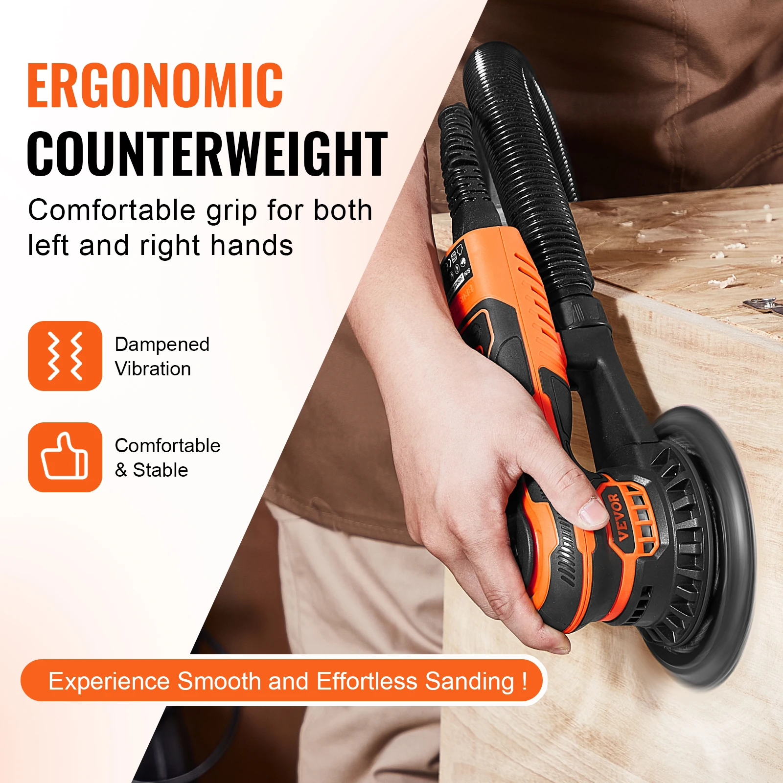 Random Orbital Sander 350W Brushless 10000 PRM 6 Variable Speed Electric Orbital Sander for Woodworking Detail Sanding - Image 3