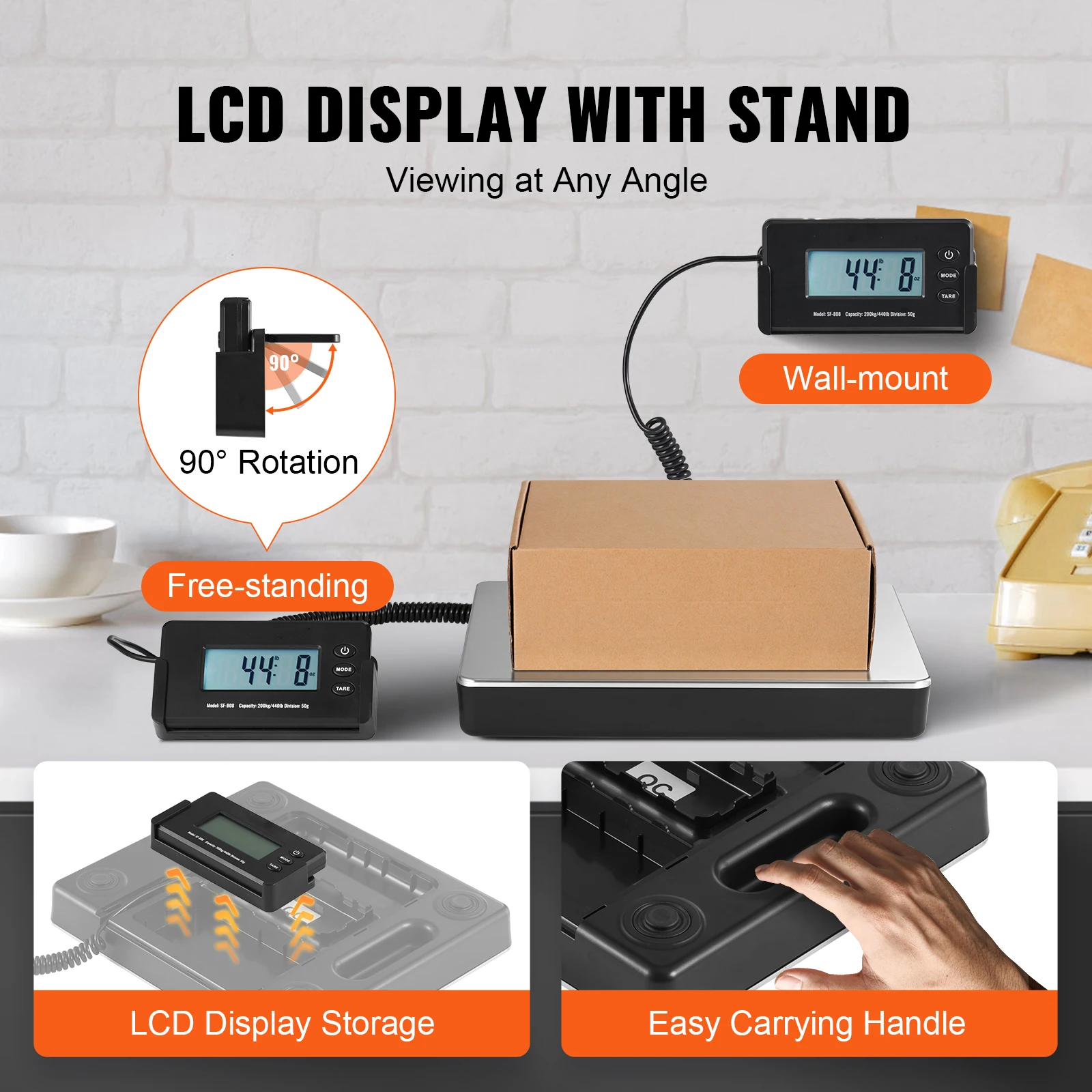 440lbs Digital Shipping Scale with Timer Tare Function HD LCD Screen Portable Package Postal Scale for Home Post Office - Image 5