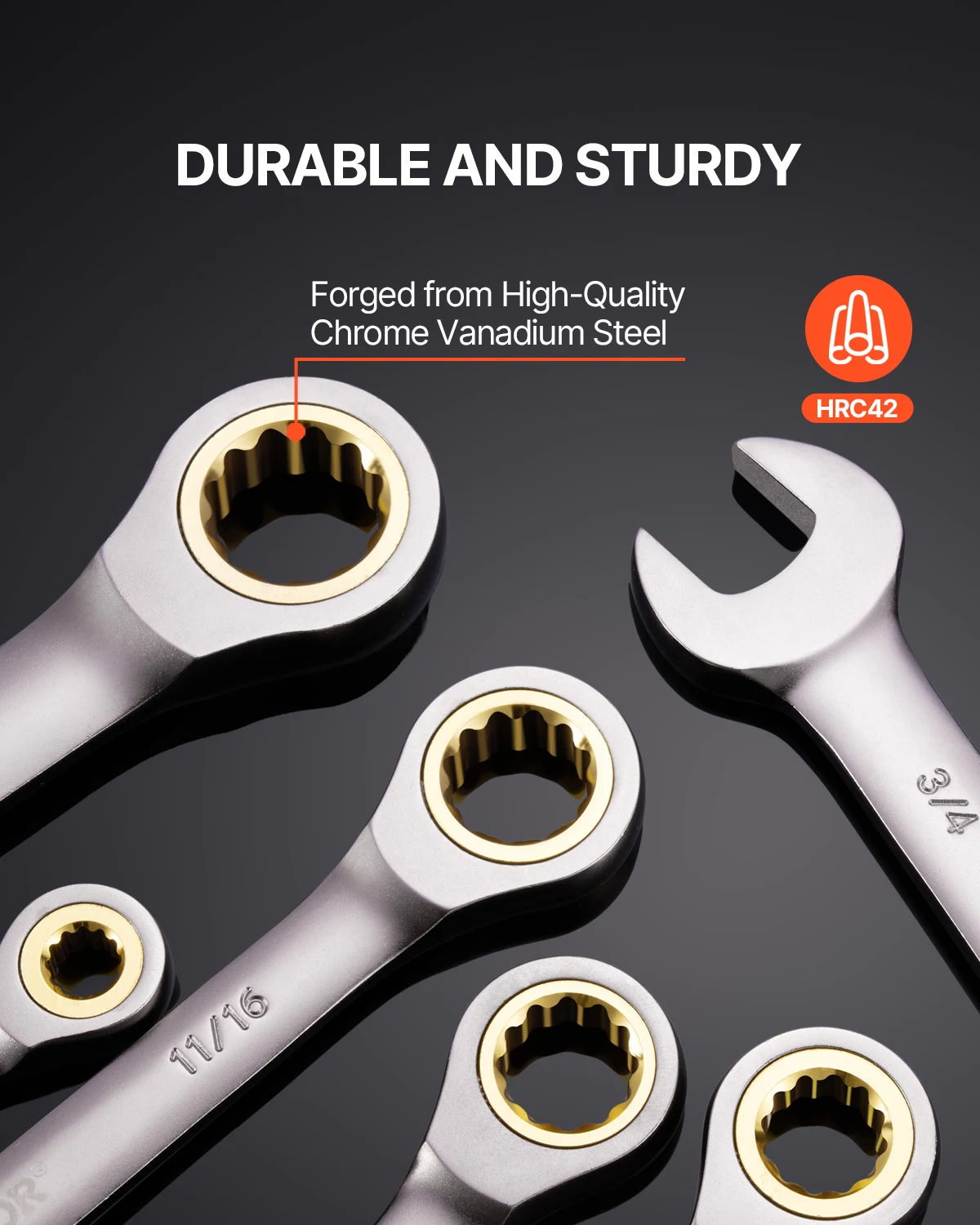 Combination Wrench Set 24/30-Piece Ratcheting Wrench Set with Organizer Rack Cr-V Steel Wrench Set SAE Metric - Image 4