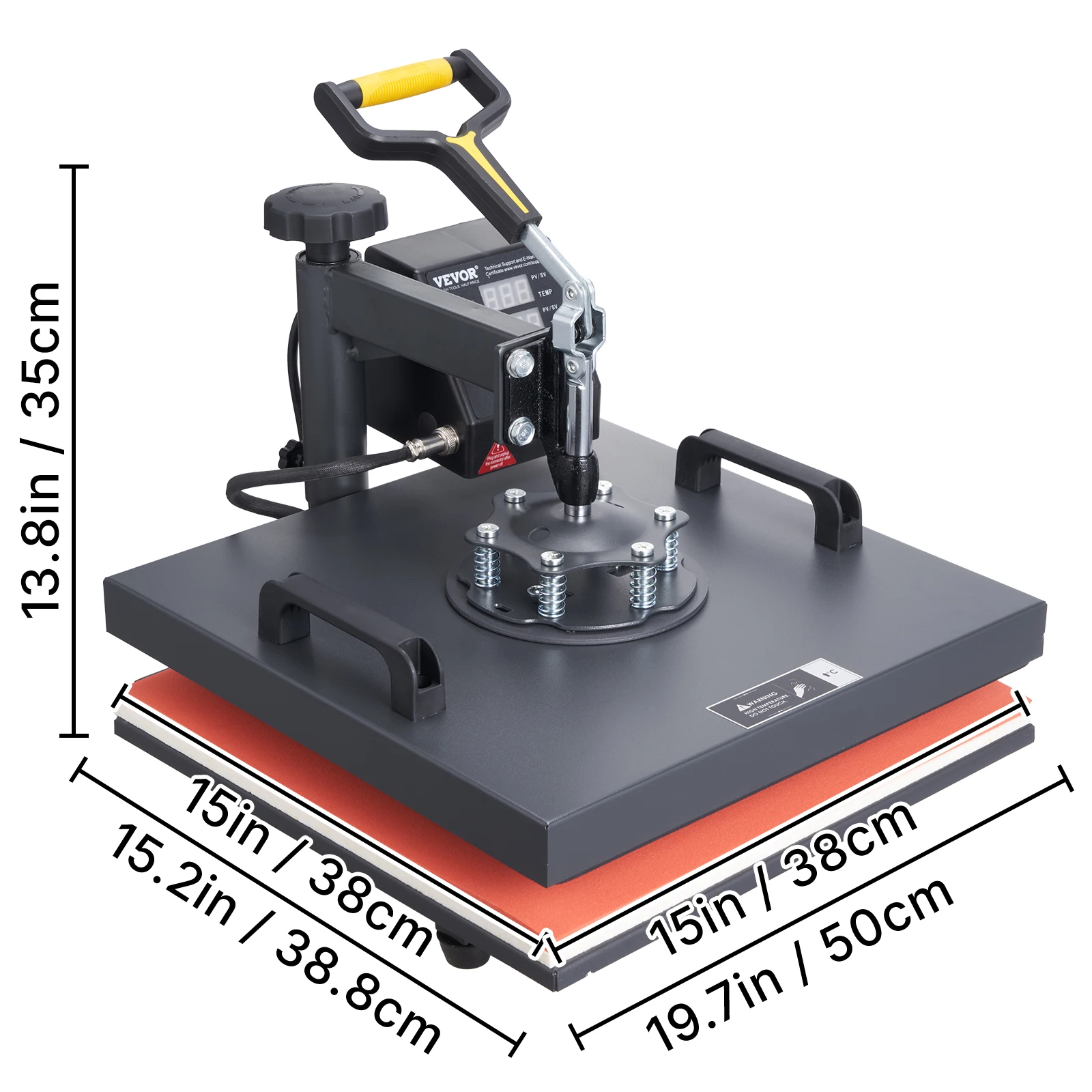 2In1 Heat Press Machine 38*38CM Multifunctional 360° Swing-Away Digital Sublimation Printer Transfer DIY T-shirt Cap - Image 6