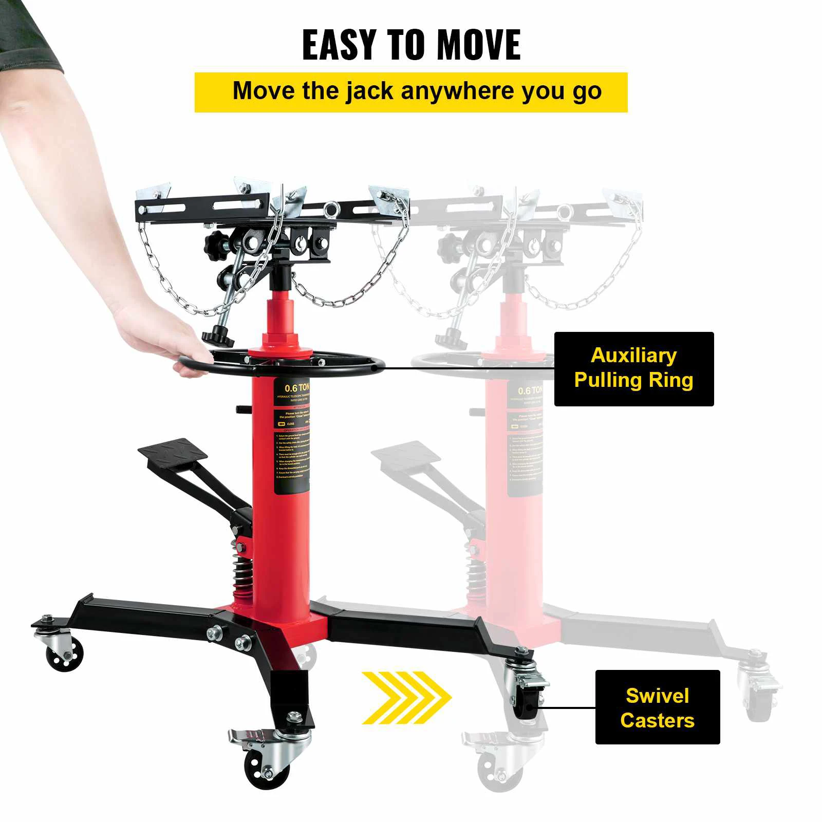 Transmission Jack, Hydraulic Telescopic Transmission Jack 2-Stage Floor Jack Stand with Foot Pedal, Fit for Garage/Shop - Image 4