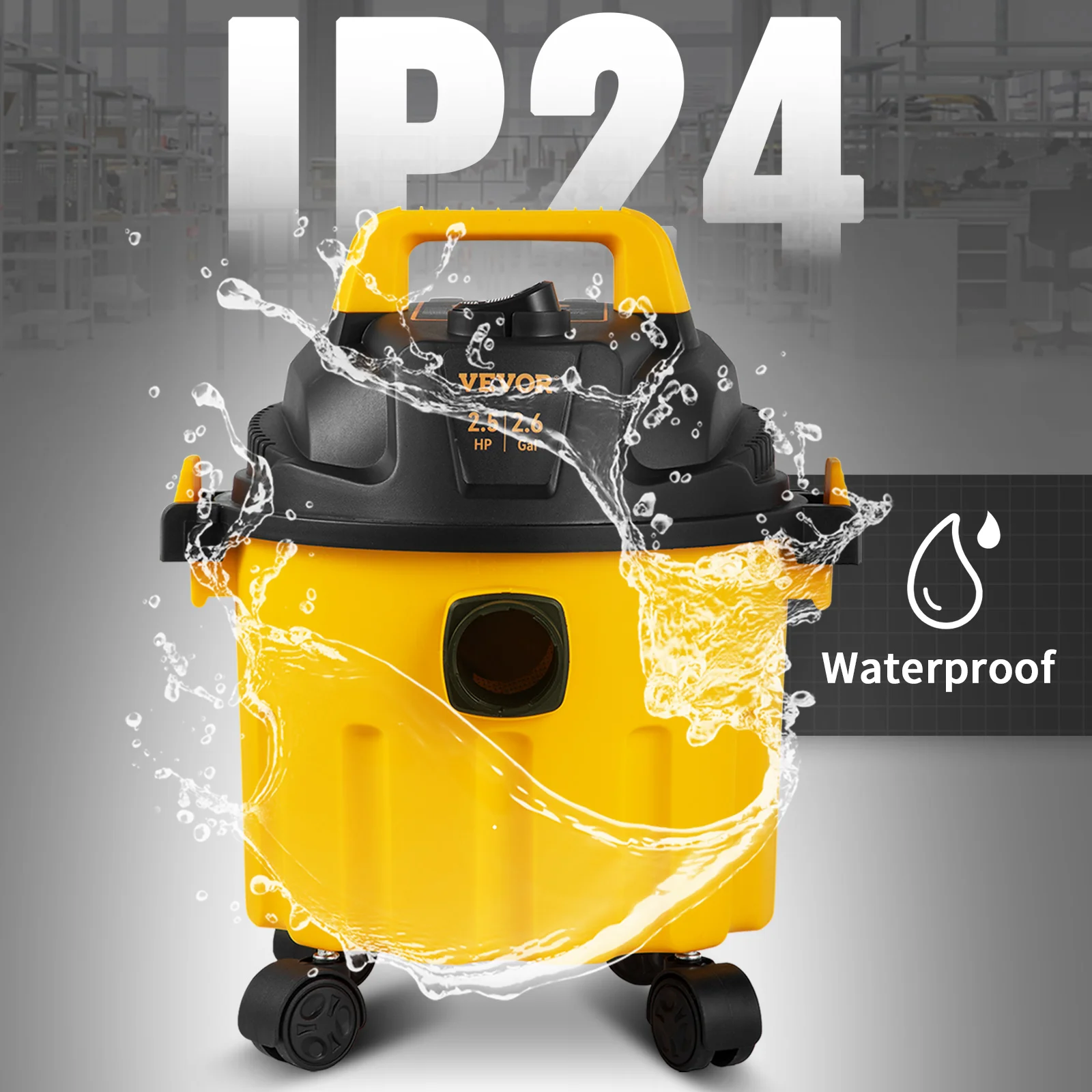 Wet Dry Vac 2.6 Gallon 2.5 Peak HP 3 in 1 Portable Shop Vacuum with Blowing Function Attachment Storage for Floor - Image 5