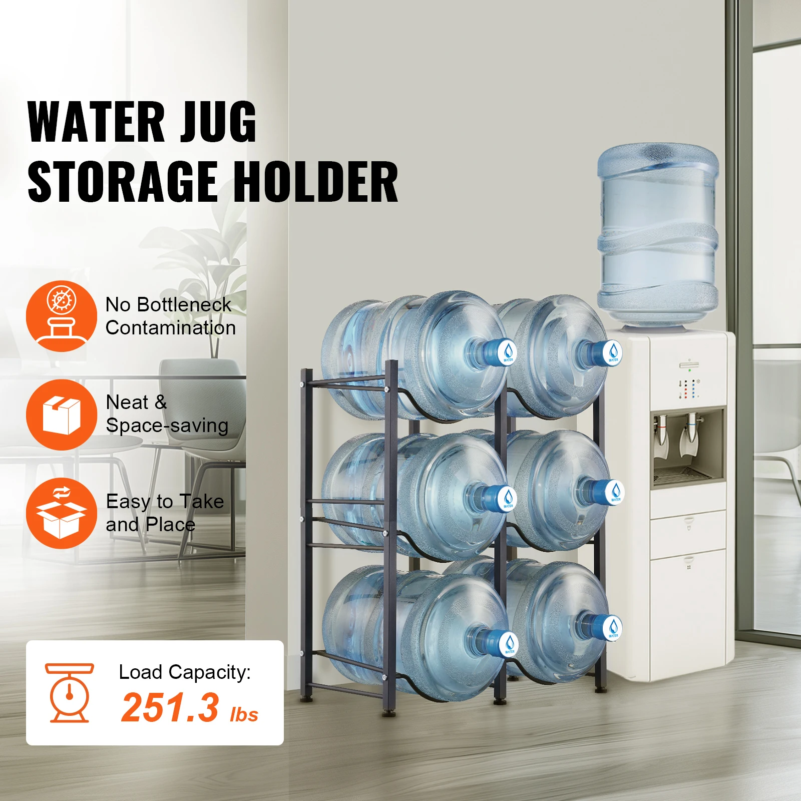 3/4/5 Tiers Water Jug Holder Iron Water Bottle Holder Double/Single Row Easy Installation for Kitchen Office Livingroom - Image 2