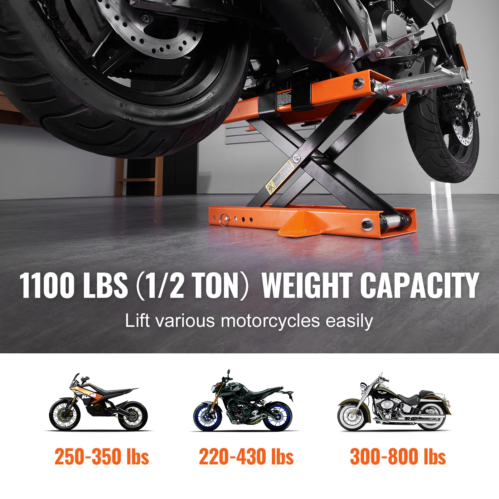 Motorcycle Lift 1100 LBS Motorcycle Scissor Lift Jack with Safety Pin Steel Motorcycle Jack Hoist Stand for Motorbike - Image 2
