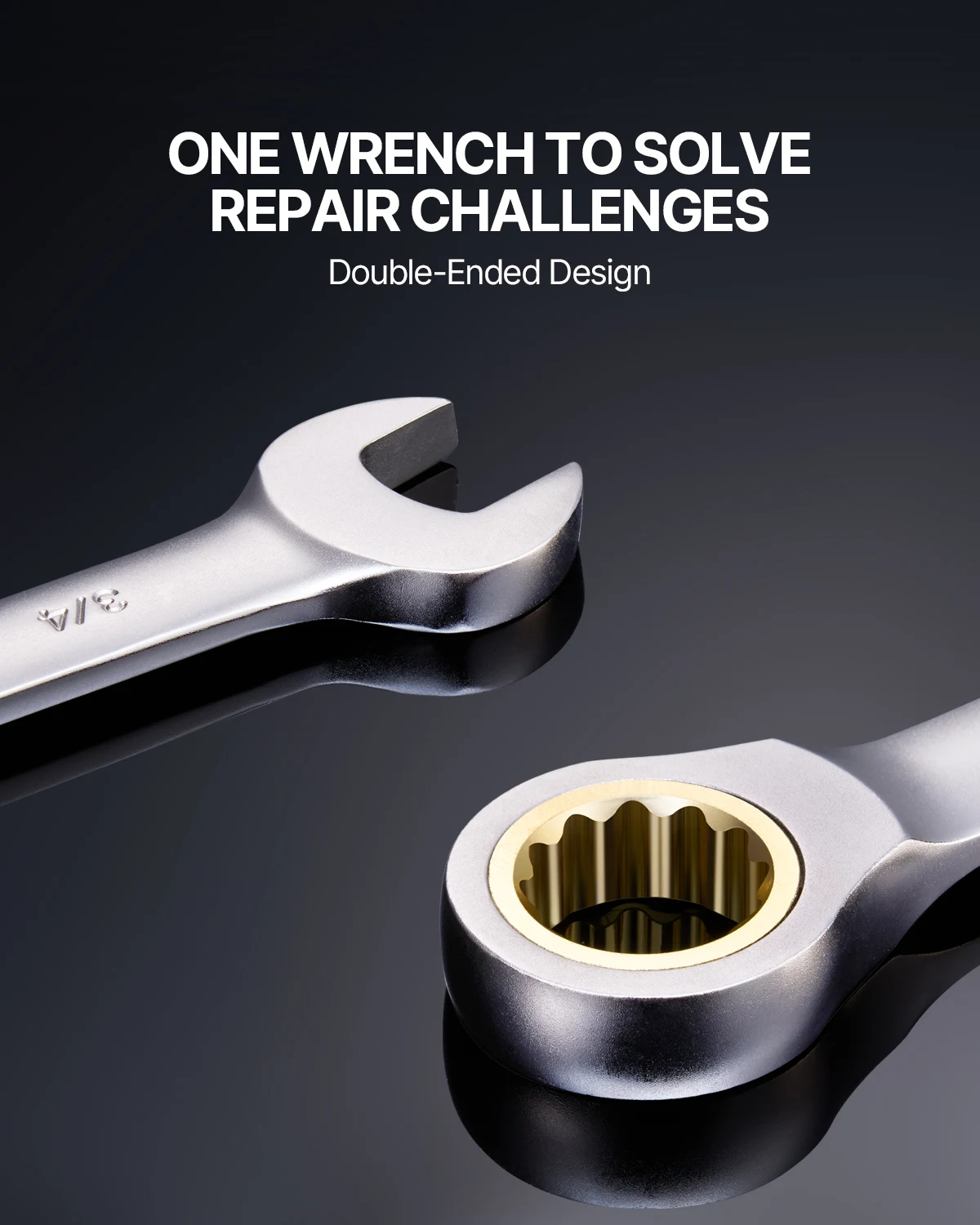 Combination Wrench Set 24/30-Piece Ratcheting Wrench Set with Organizer Rack Cr-V Steel Wrench Set SAE Metric - Image 5