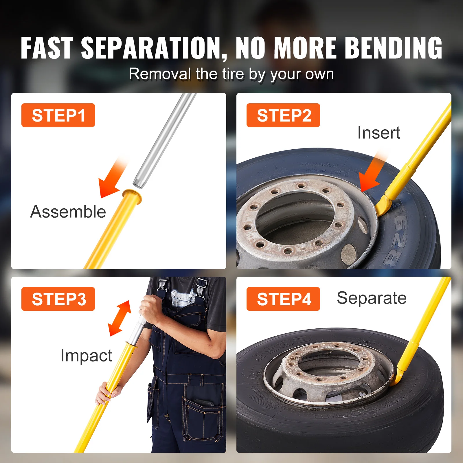 Tire Bead Breaker Slide Hammer Tire Slide Hammer Heavy Duty Steel Tire Changing Tool for Car Truck Trailer Tire Removal - Image 6