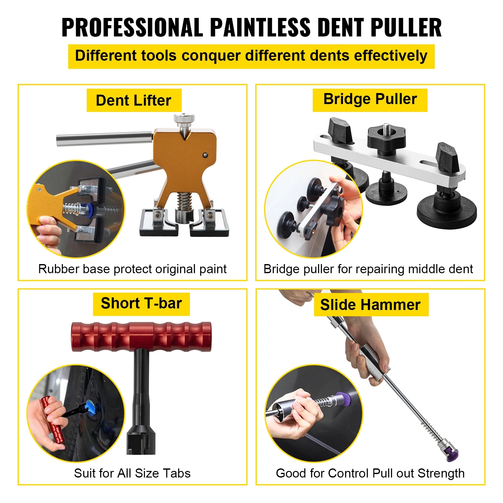 Paintless Dent Removal Rods Stainless Steel Rods Car Dent Repair Kit Glue Puller Kit for Auto Dent Removal Door Dings - Image 3