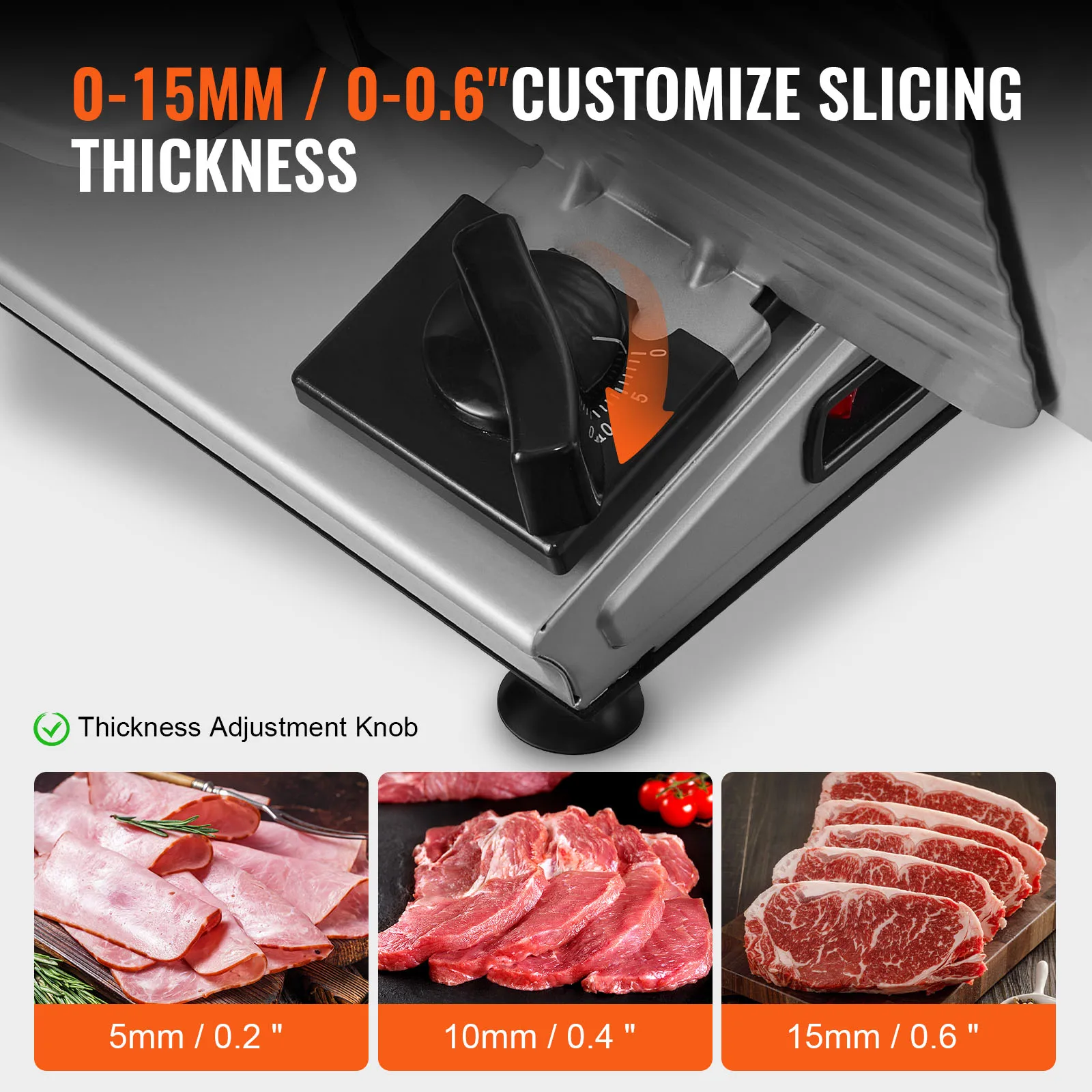 Meat Slicer Electric Deli Food Slicer SUS 420 Stainless Steel Blade and Blade Guard Adjustable Thickness for Home Use - Image 3