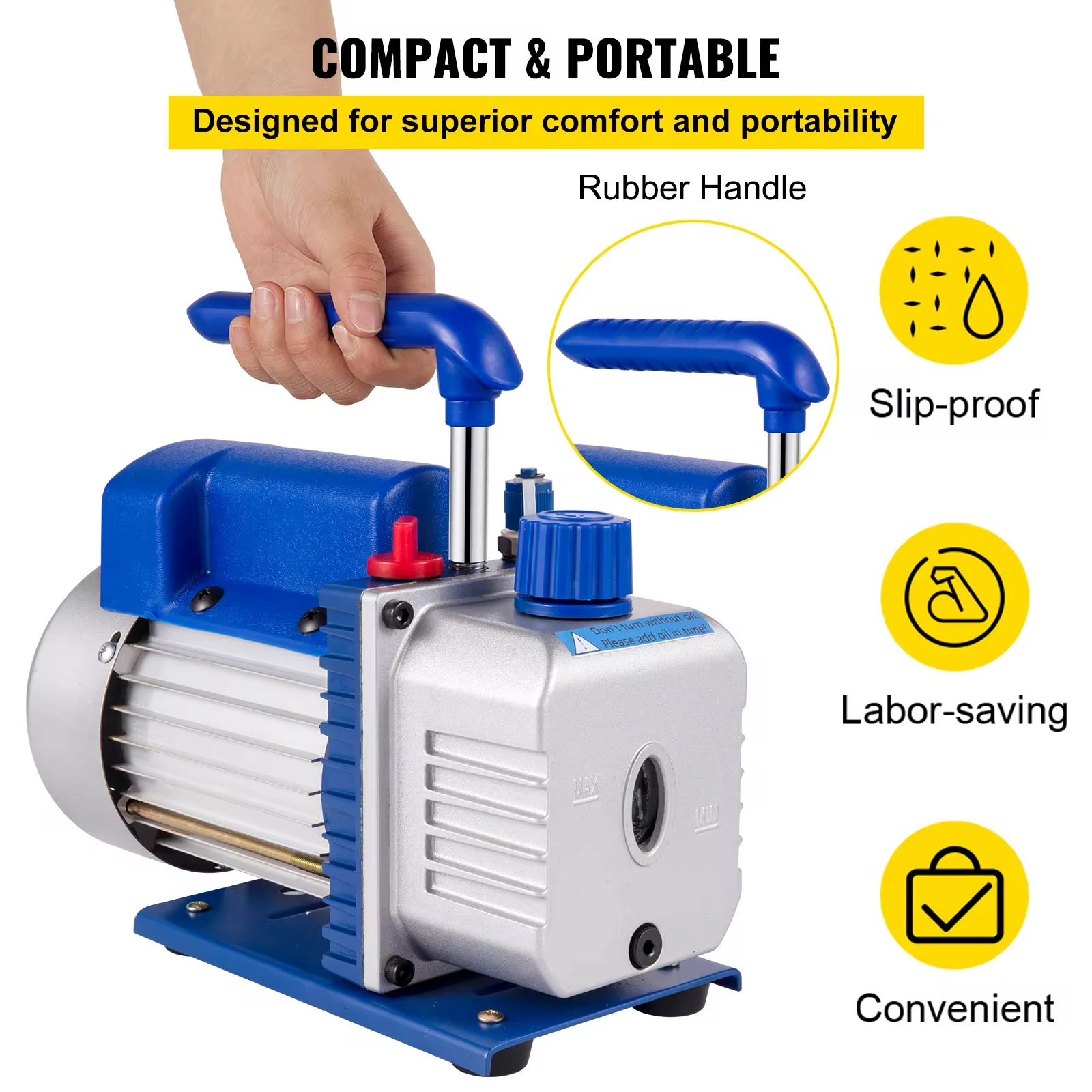 3CFM 1/4HP Vacuum Pump 1 Stage Refrigeration Vacuum Pump Refrigerant Air Conditioning HVAC Maintenance Vacuum Packaging - Image 6