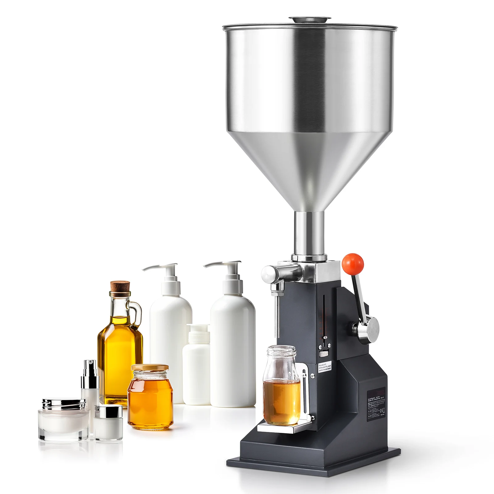 5-50/100ml A03 Manual Paste Liquid Filling Machine Bottle Liquid Filler with Pedal for Water Juice Cosmetic Milk Oil