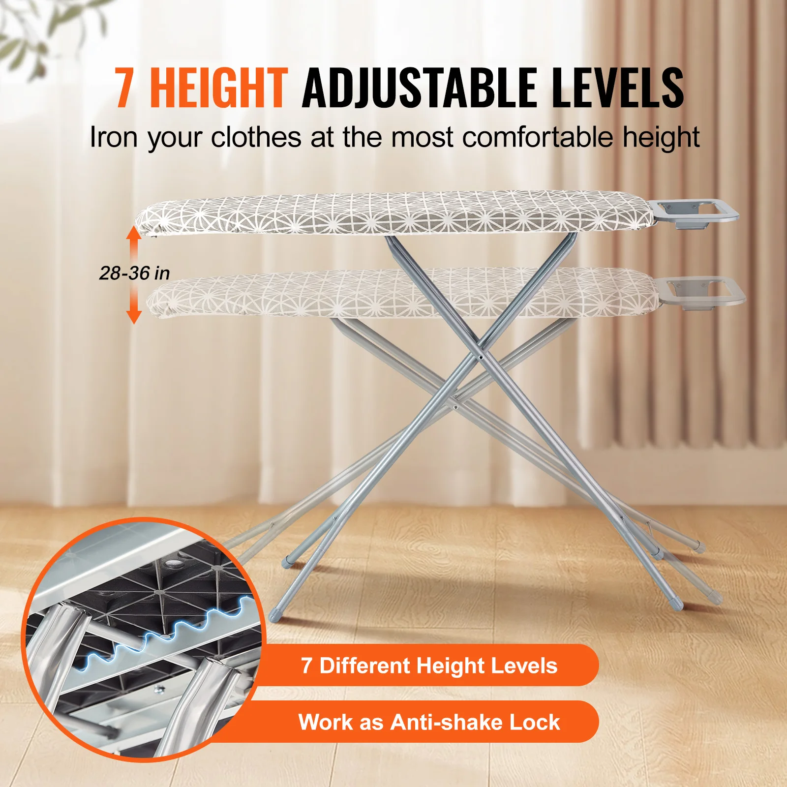 Ironing Board Thickened w/ Heat Resistant Cover 100% Cotton Cover Height Adjustable Ironing Board for Home Laundry Room - Image 5