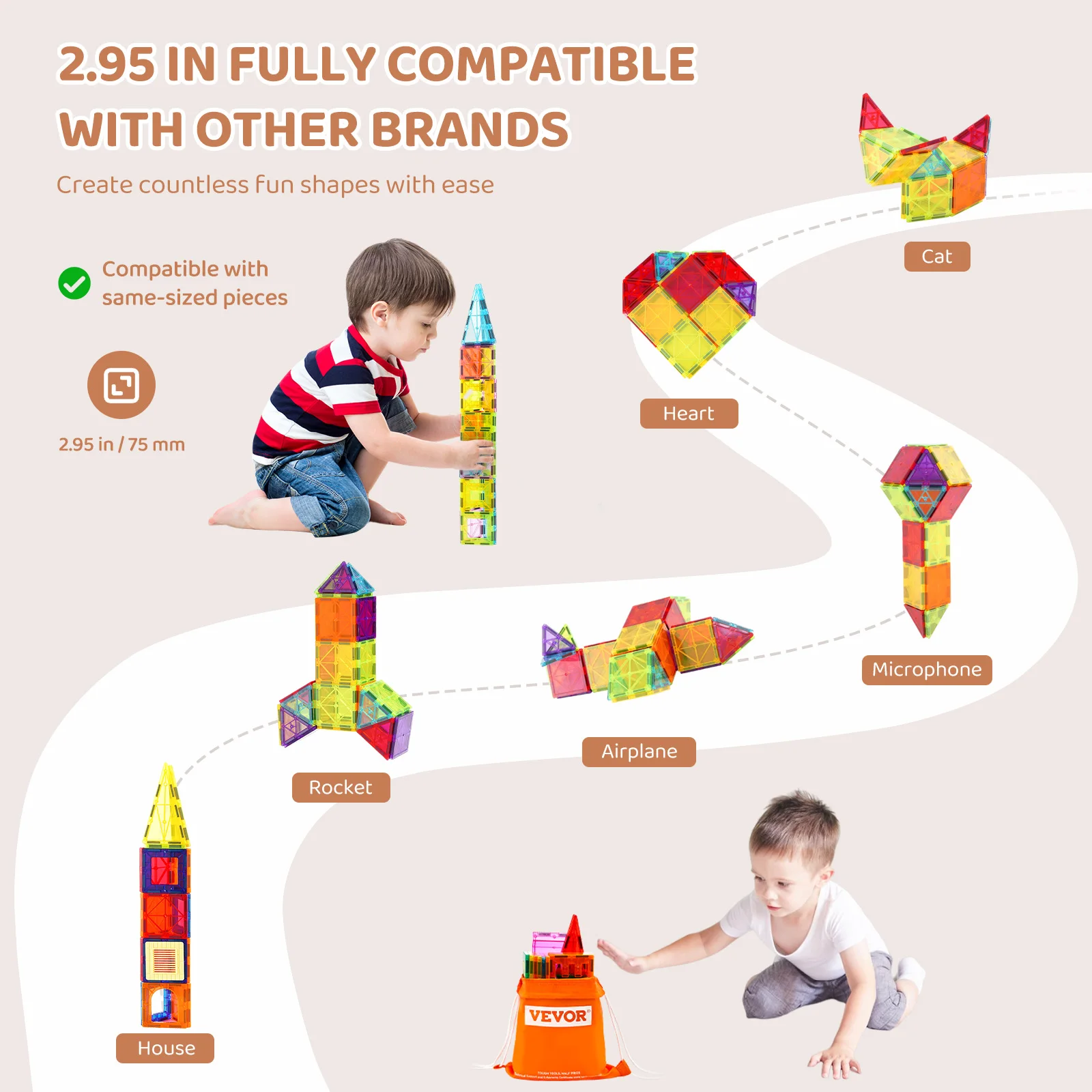 55pcs Magnetic Building Blocks Construction Set Magnet Tiles Children Montessori Educational Game Toys for Kids Gifts - Image 5