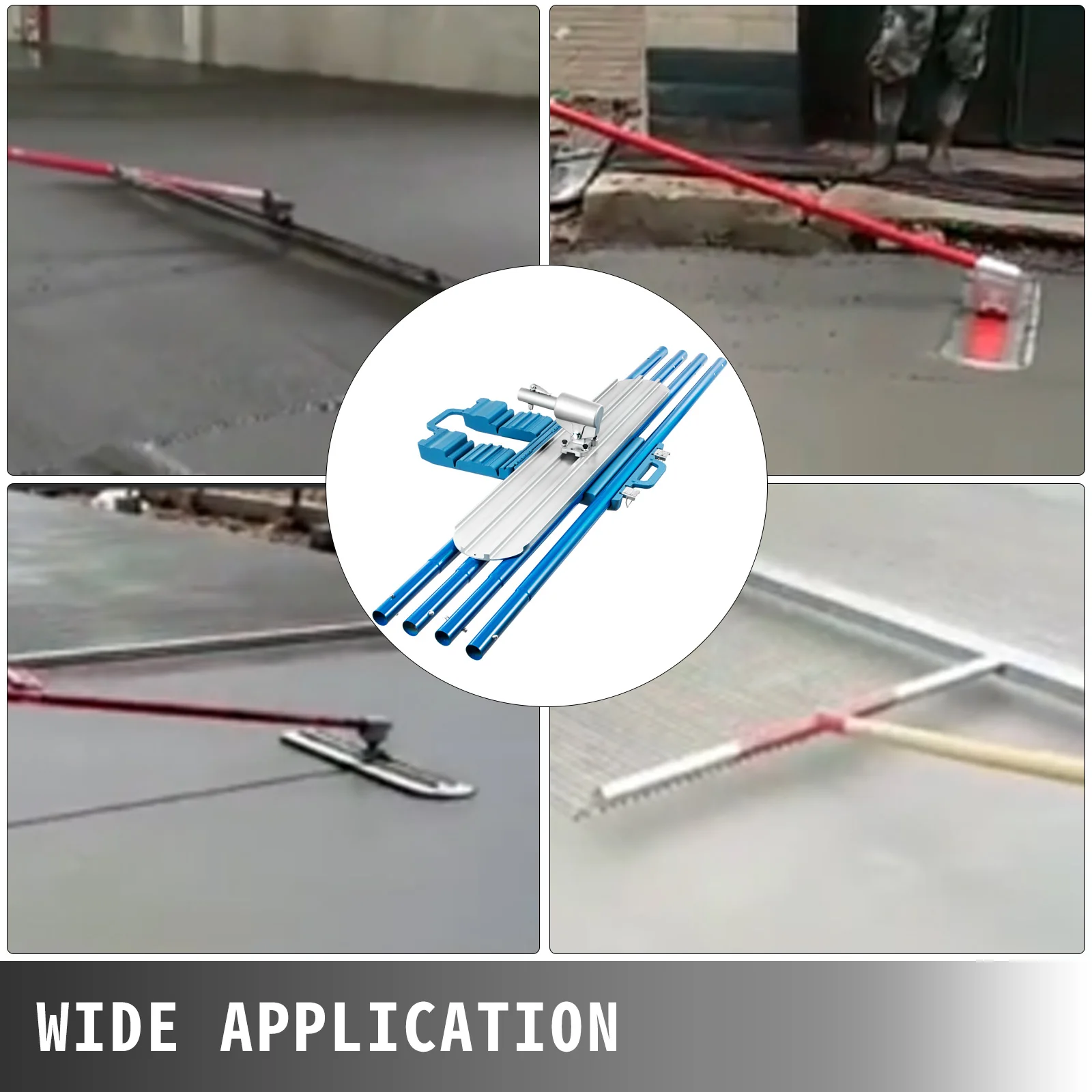 Concrete Float 1200x200mm/1200x300mm Finishing Bull Float with 4 Handle Round End Drywall Construction Cement Trowel - Image 2