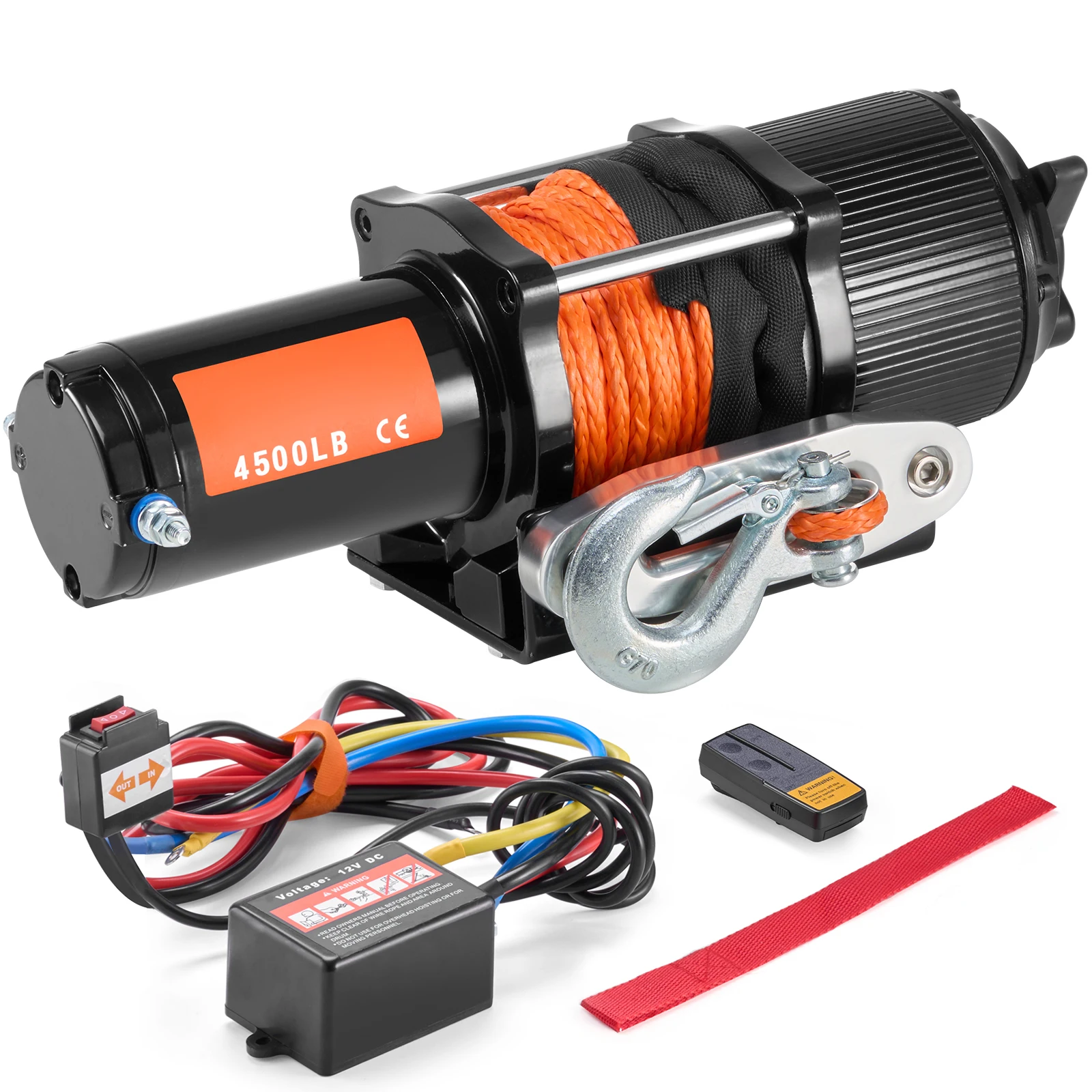 4500lbs ATV/UTV Electric Winch 12V with 39ft Synthetic Rope Wireless & Wired Remote Control IP55 Waterproof for Jeeps
