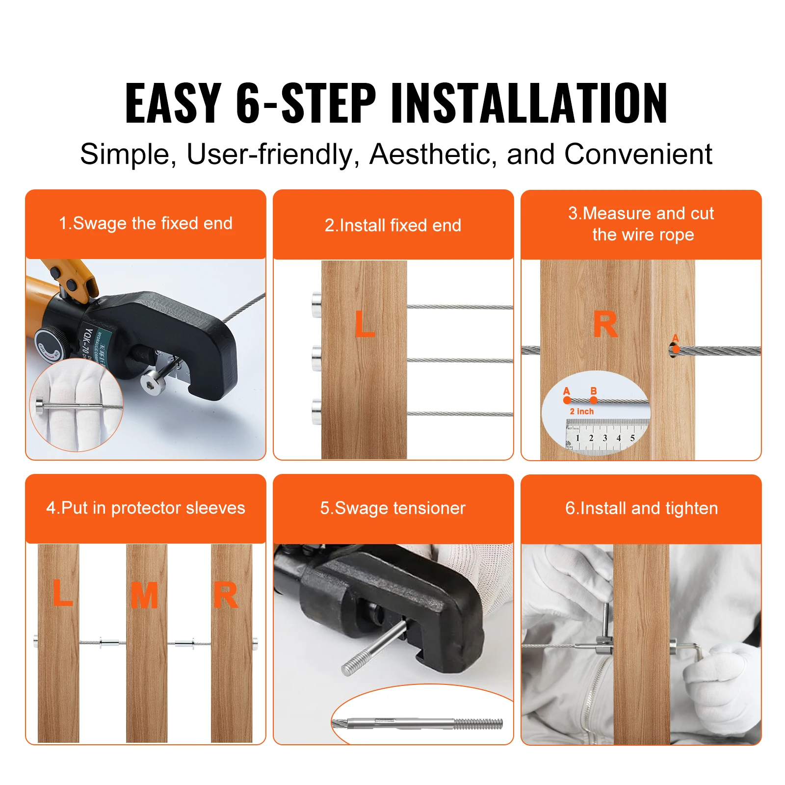 20/30/40 Pack Invisible Cable Railing kit T316 Stainless Steel 1/8" Invisible Receiver and Swage Stud End for Post - Image 6