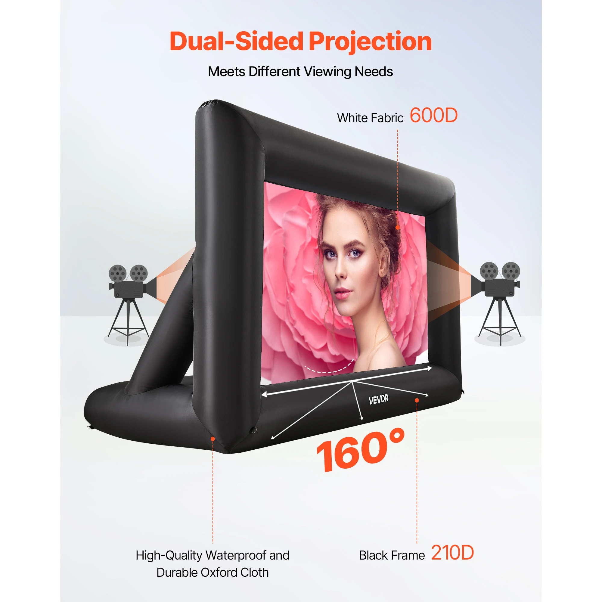 14/15/16/18/20 FT Inflatable Projector Screen with 120W Air Blower Projector Screen for Outdoor Theater Theme Party - Image 4